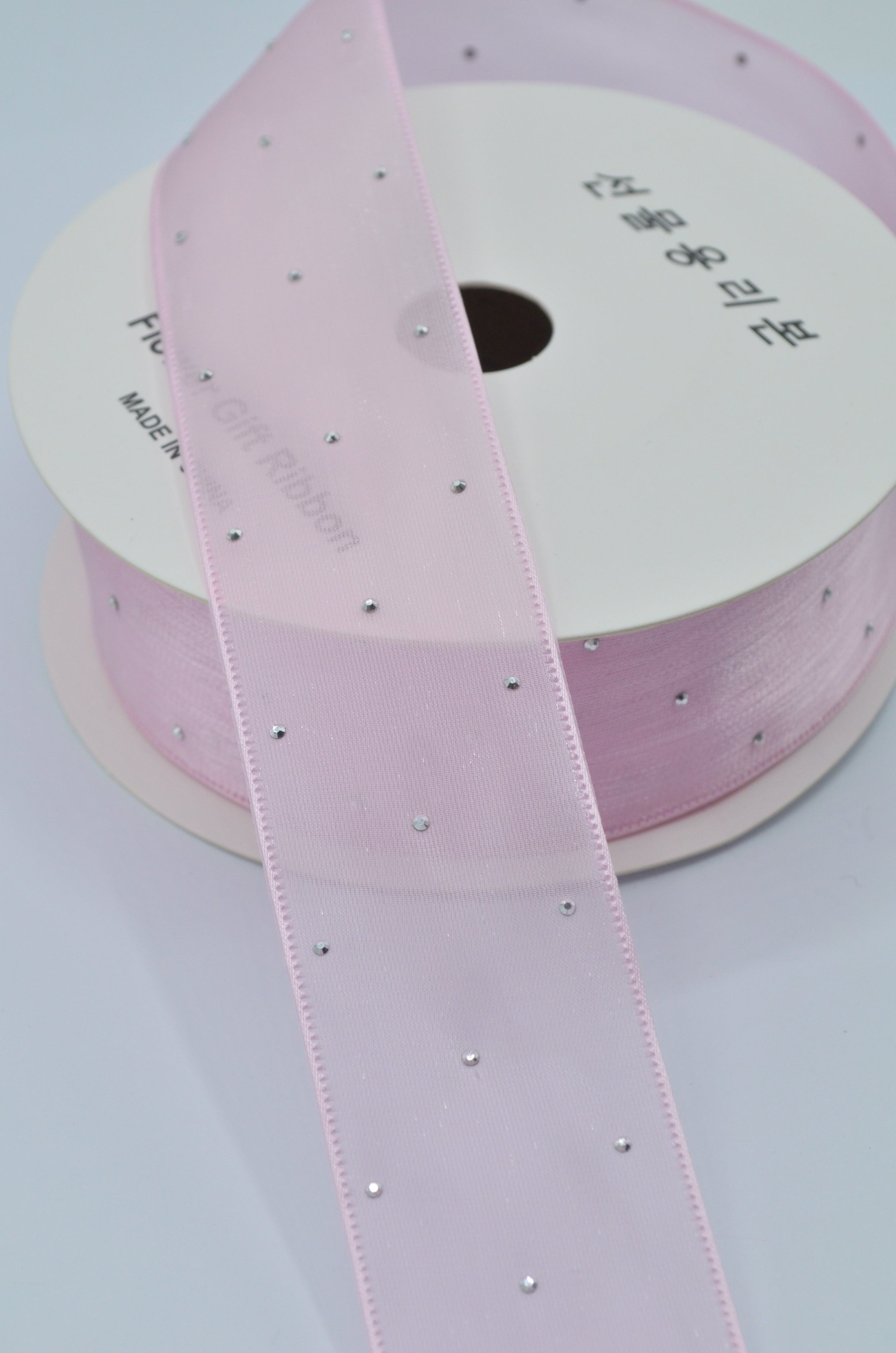Panglica Organza Cu Strasuri 4cm, Roz