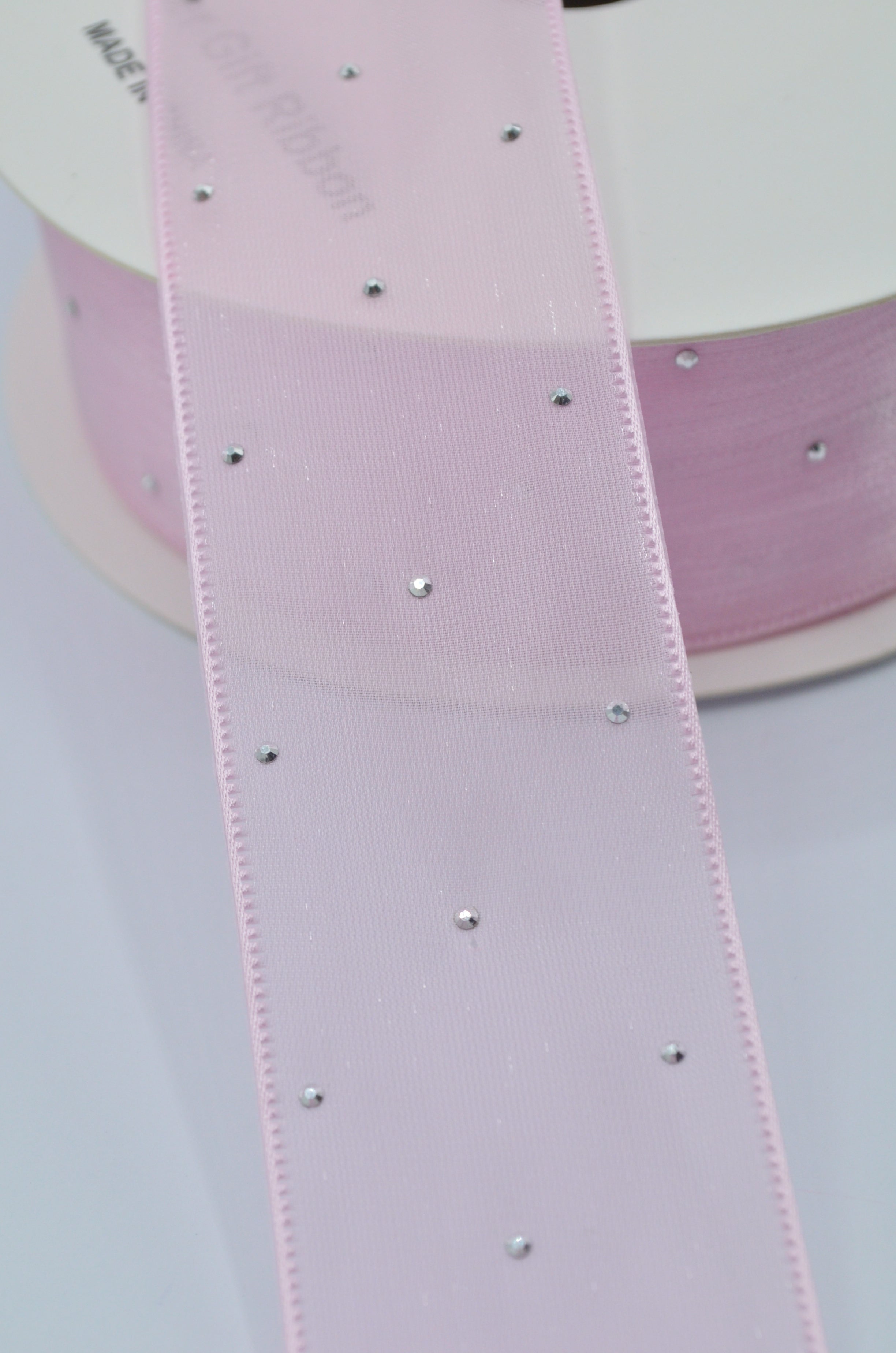 Panglica Organza Cu Strasuri 4cm, Roz