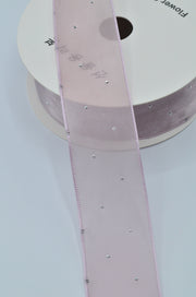 Panglica Organza Cu Strasuri 4cm, Lila Prafuit