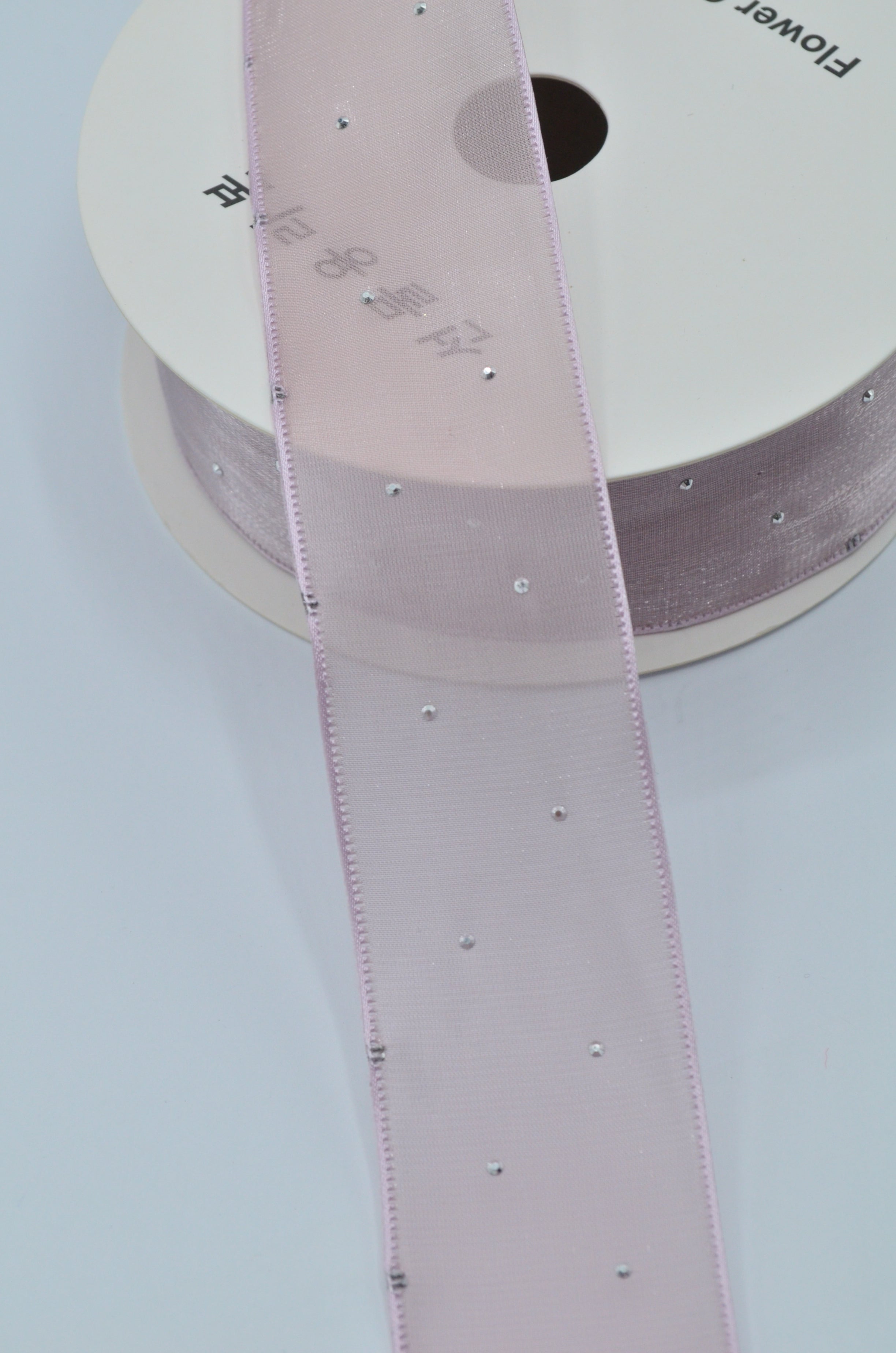 Panglica Organza Cu Strasuri 4cm, Lila Prafuit