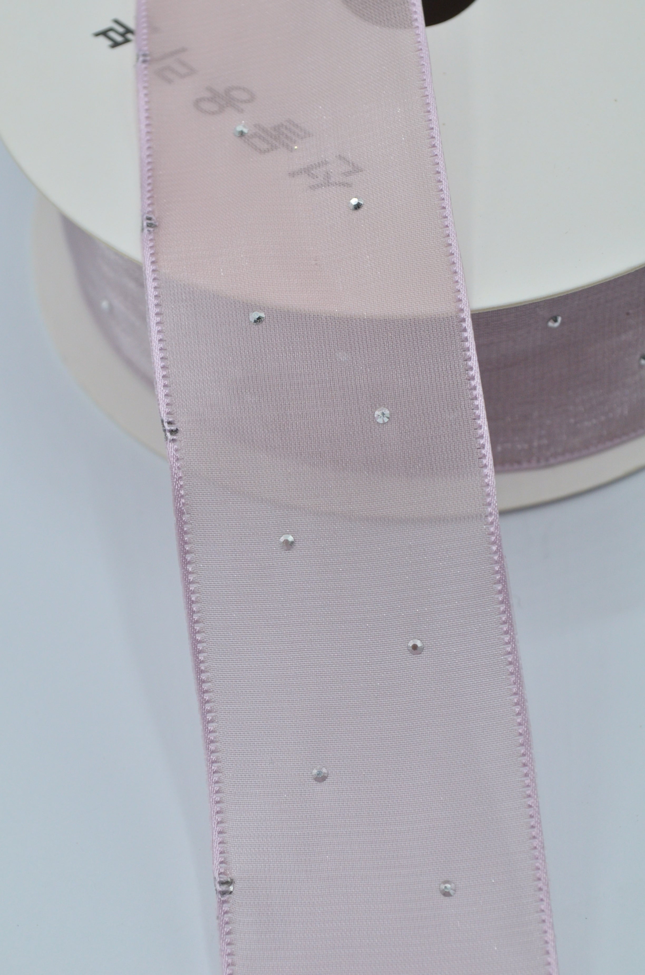 Panglica Organza Cu Strasuri 4cm, Lila Prafuit