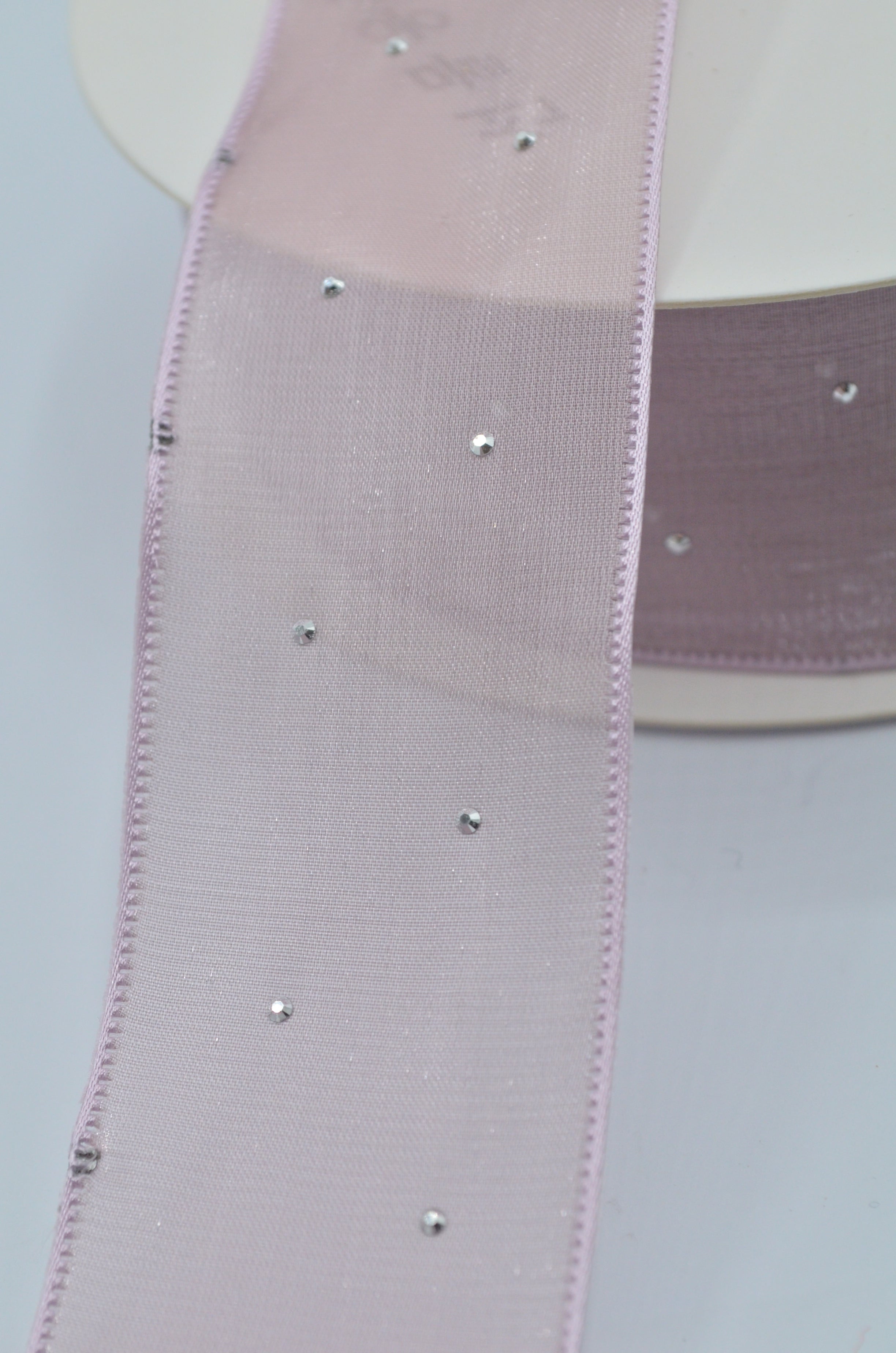 Panglica Organza Cu Strasuri 4cm, Lila Prafuit