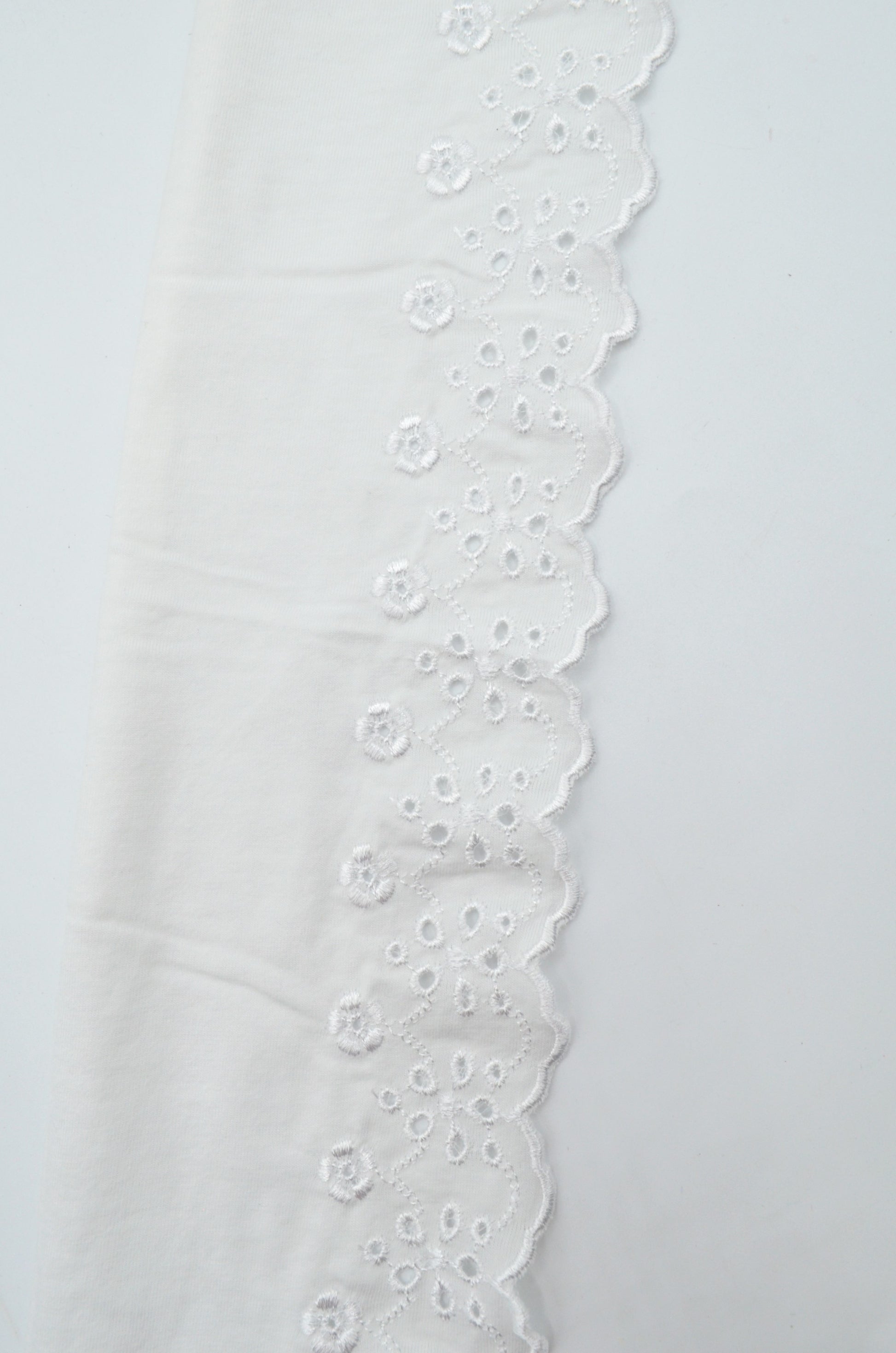 Bordura Din Jerse De Bumbac Brodat, 10cm, Alb