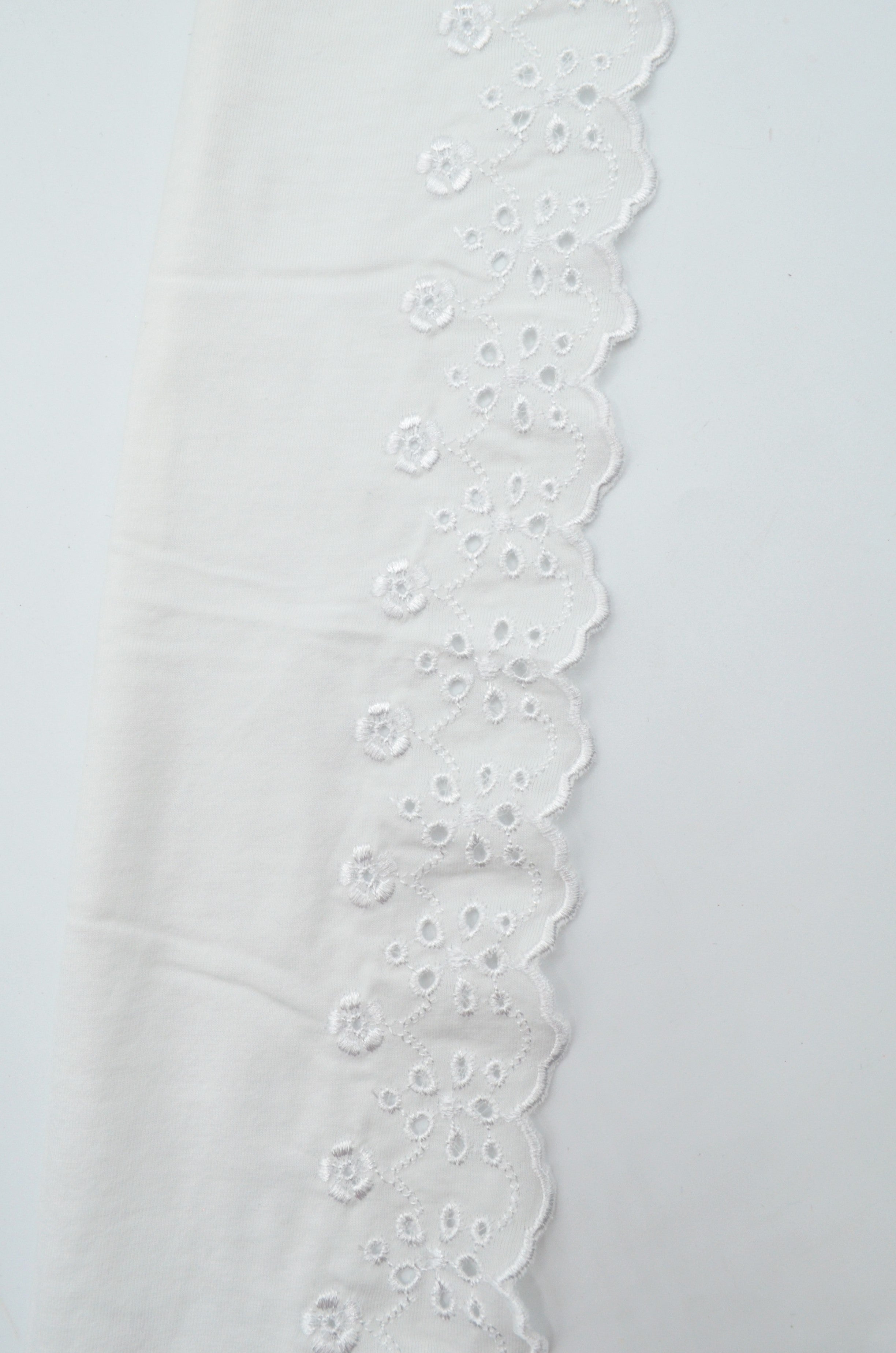 Bordura Din Jerse De Bumbac Brodat, 10cm, Alb