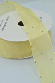 Panglica Organza Cu Strasuri 4cm, Galben