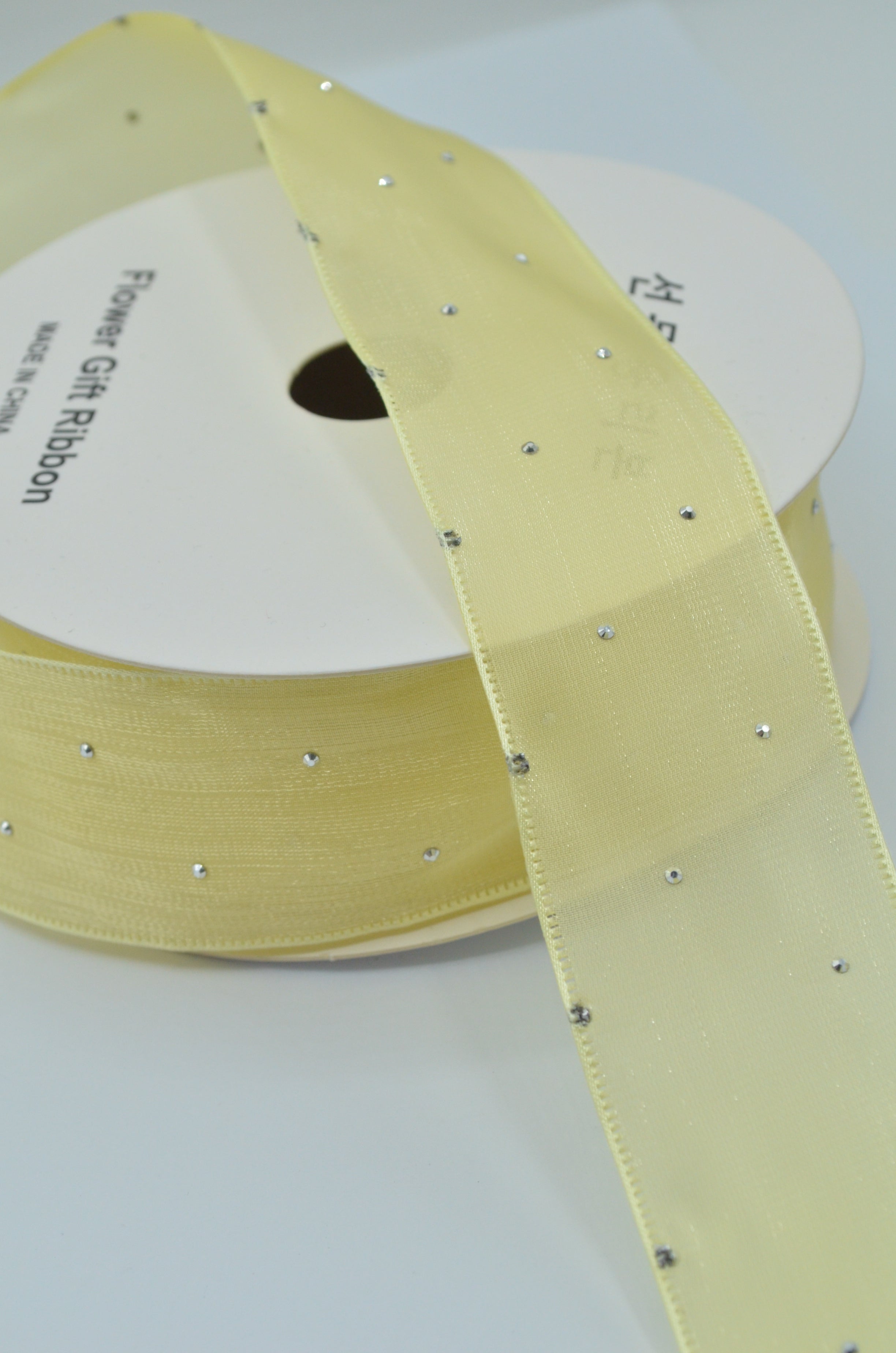 Panglica Organza Cu Strasuri 4cm, Galben