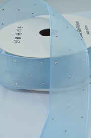 Panglica Organza Cu Strasuri 4cm, Bleu