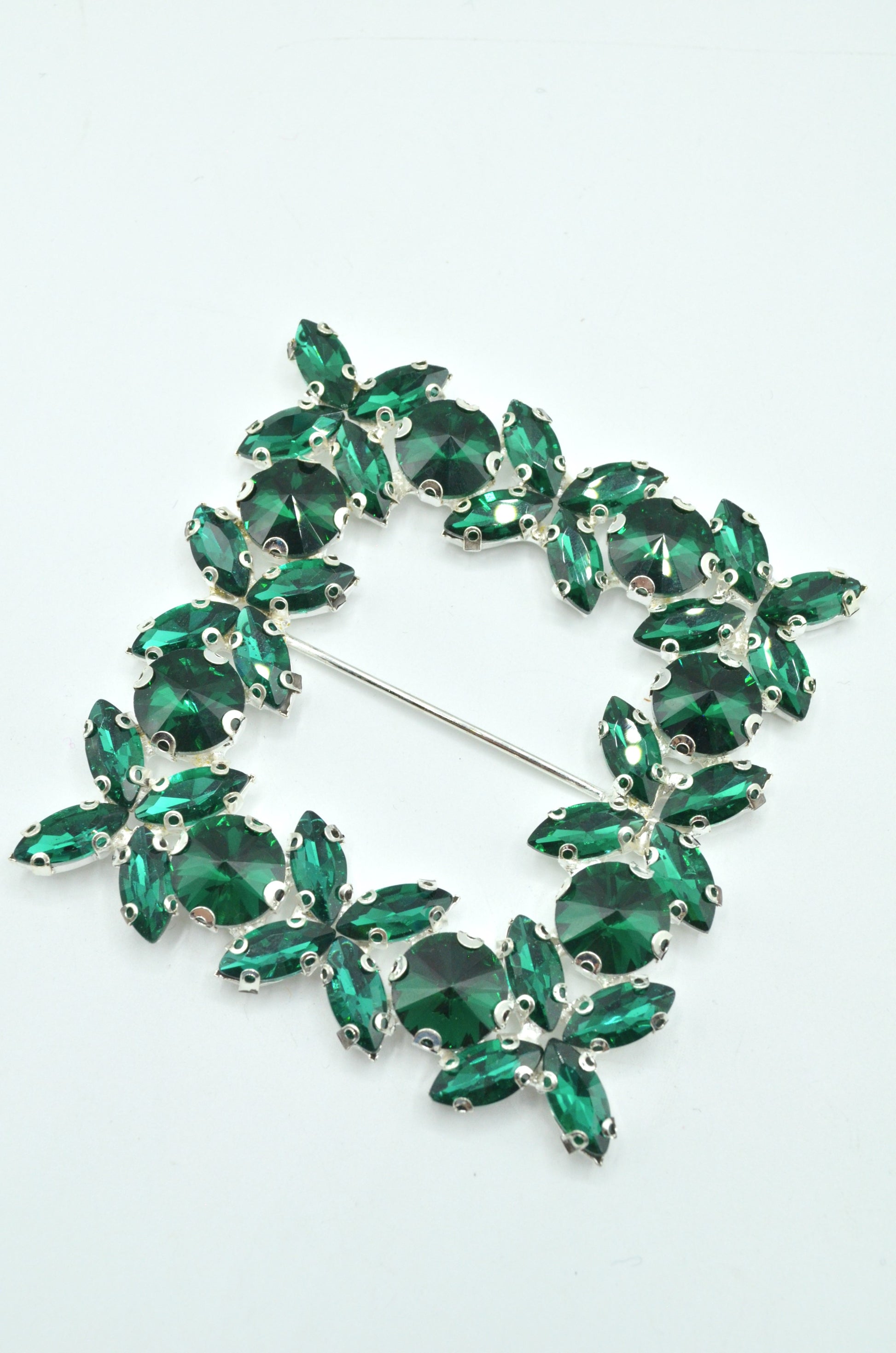 Catarama Metalica Cu Strasuri 50mm, Verde