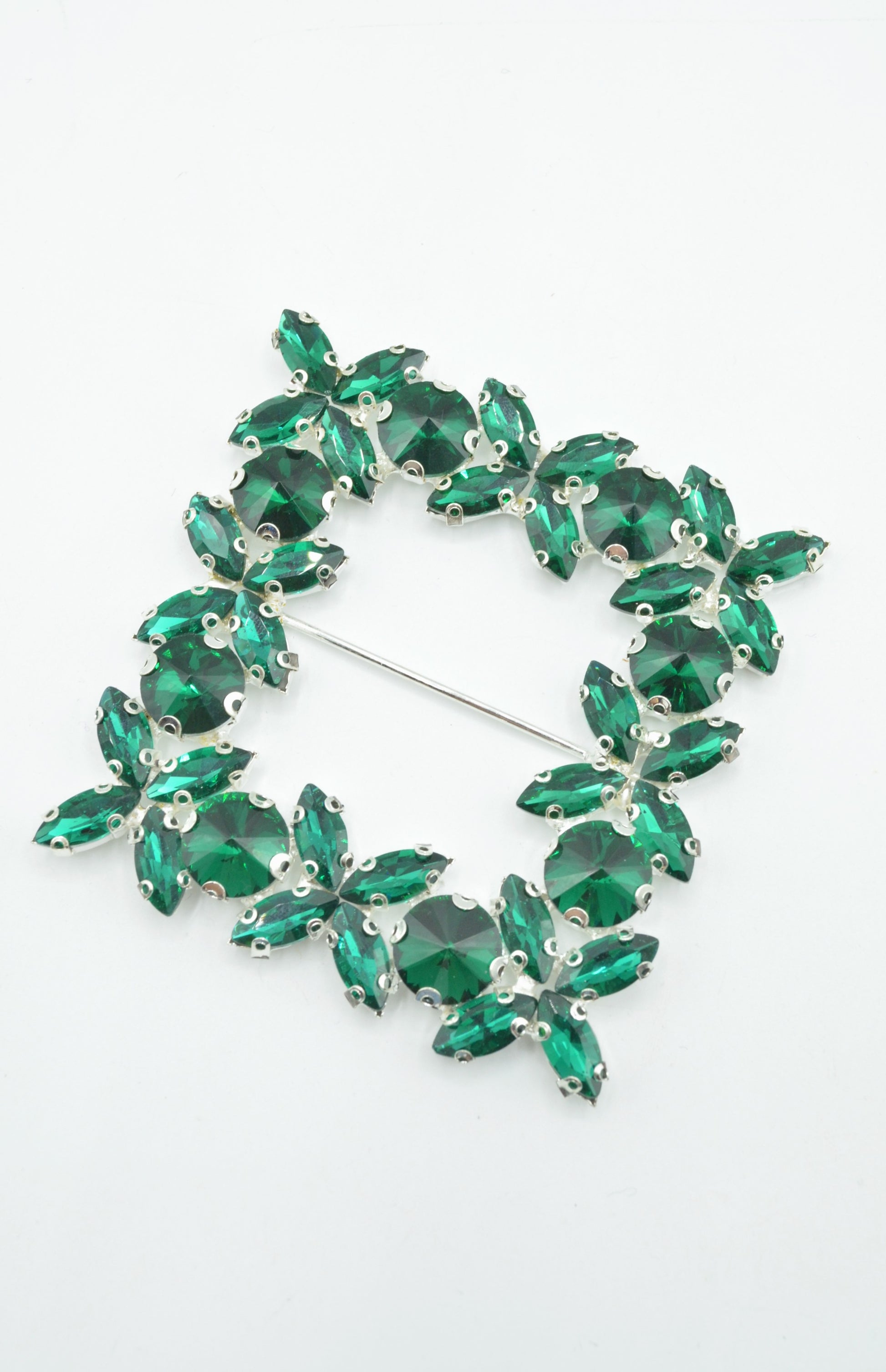 Catarama Metalica Cu Strasuri 50mm, Verde