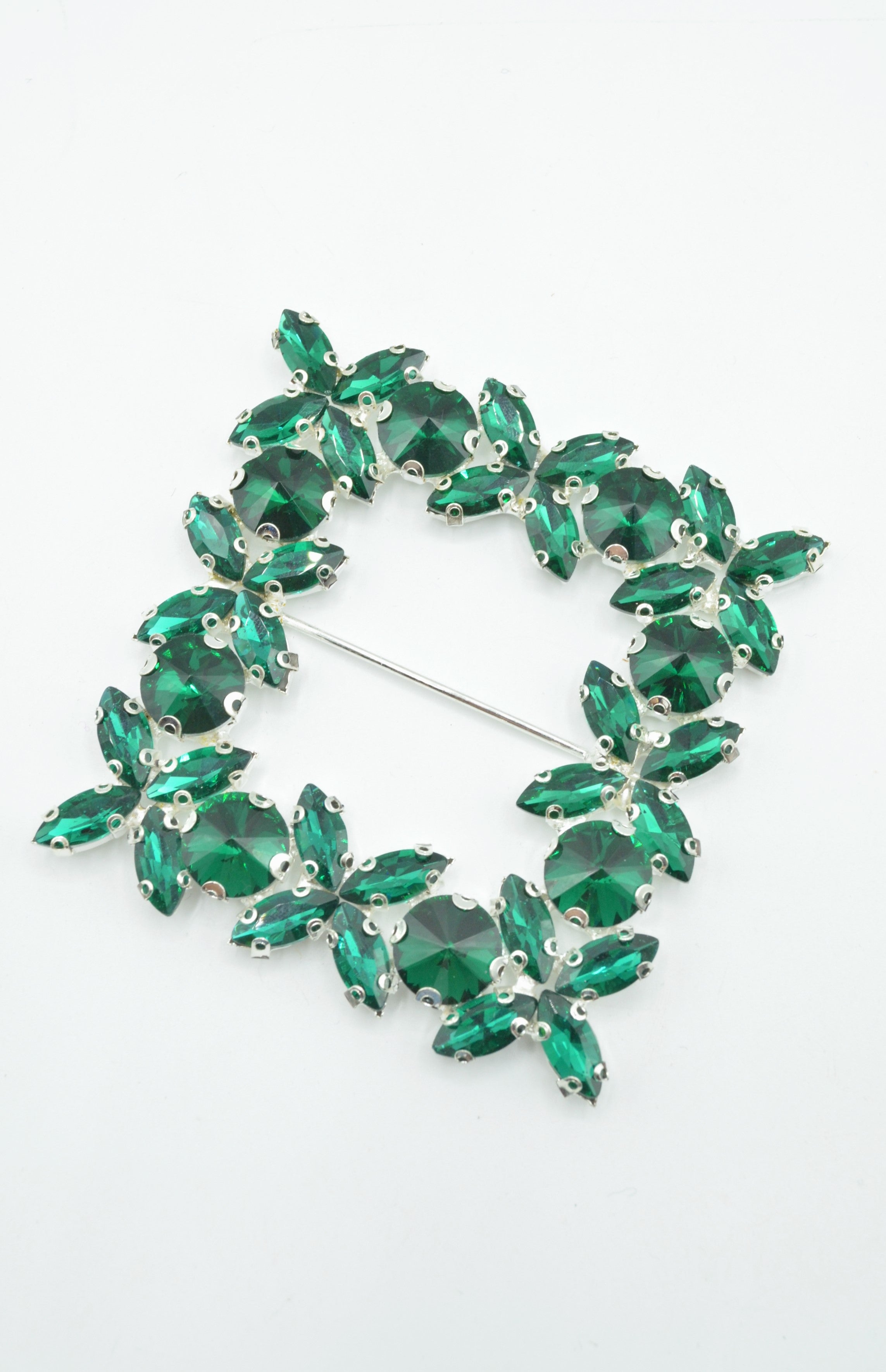 Catarama Metalica Cu Strasuri 50mm, Verde