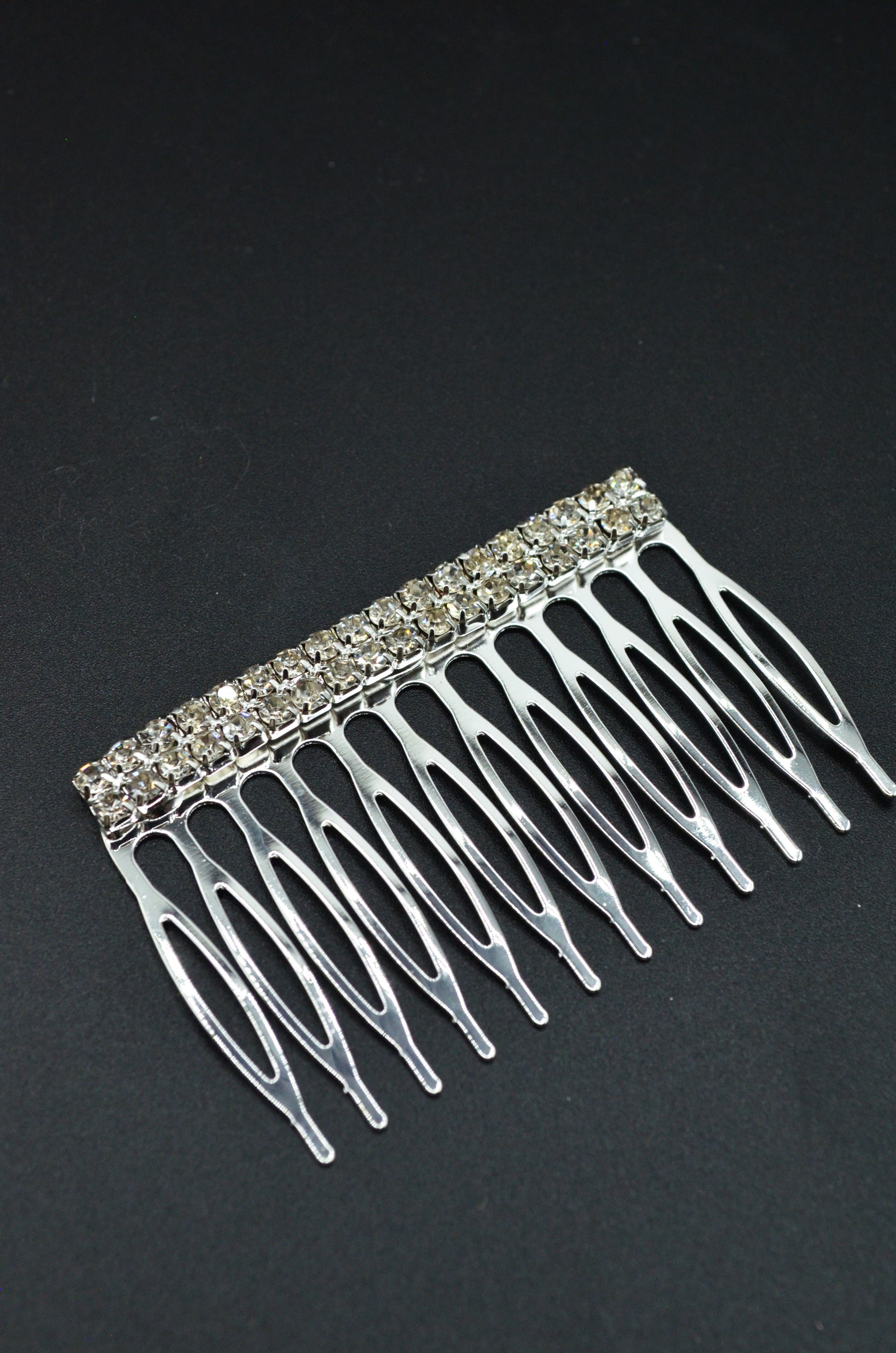Pieptan Metalic Cu 2 Randuri De Strasuri, 60x40mm