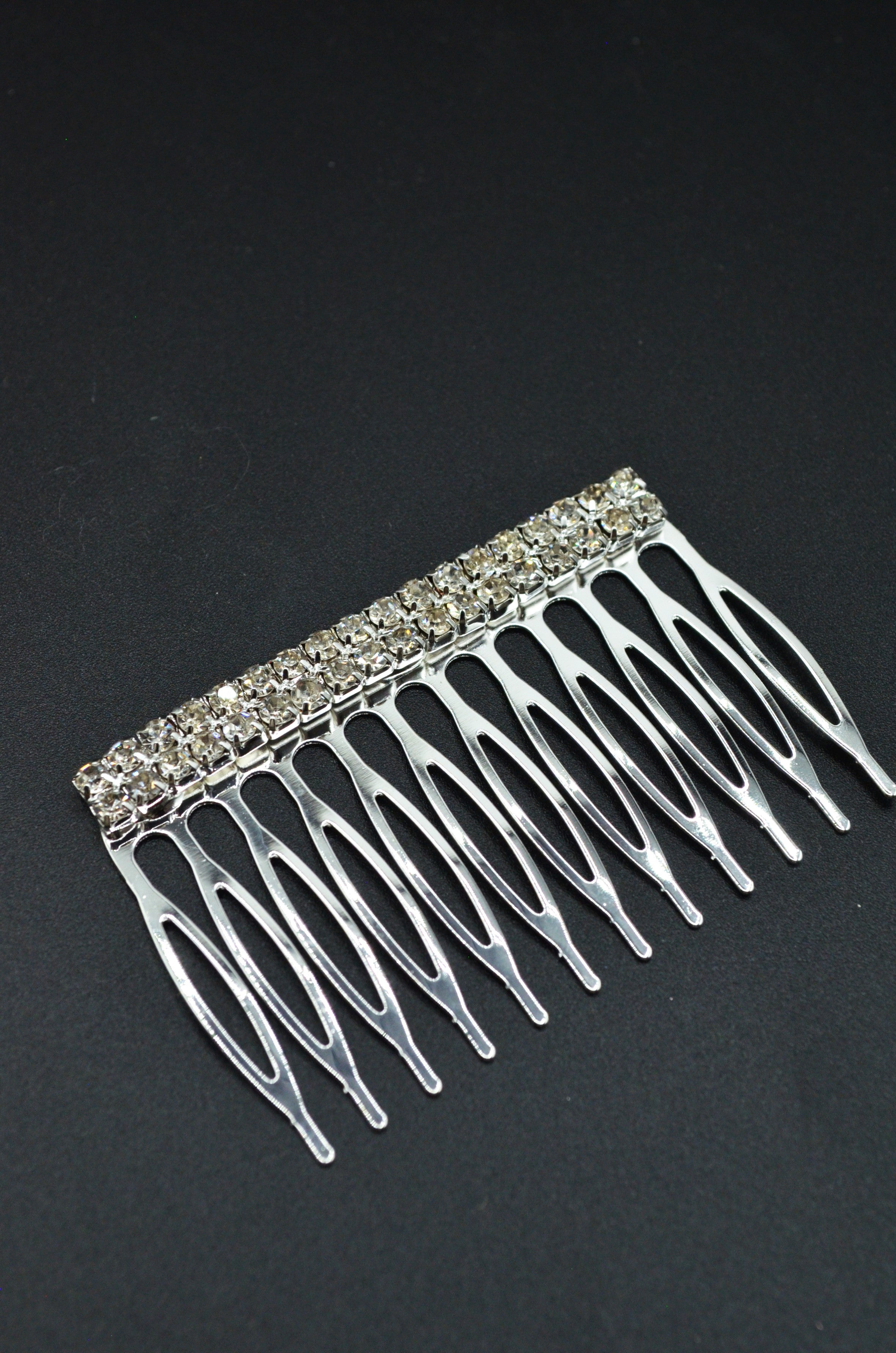 Pieptan Metalic Cu 2 Randuri De Strasuri, 60x40mm