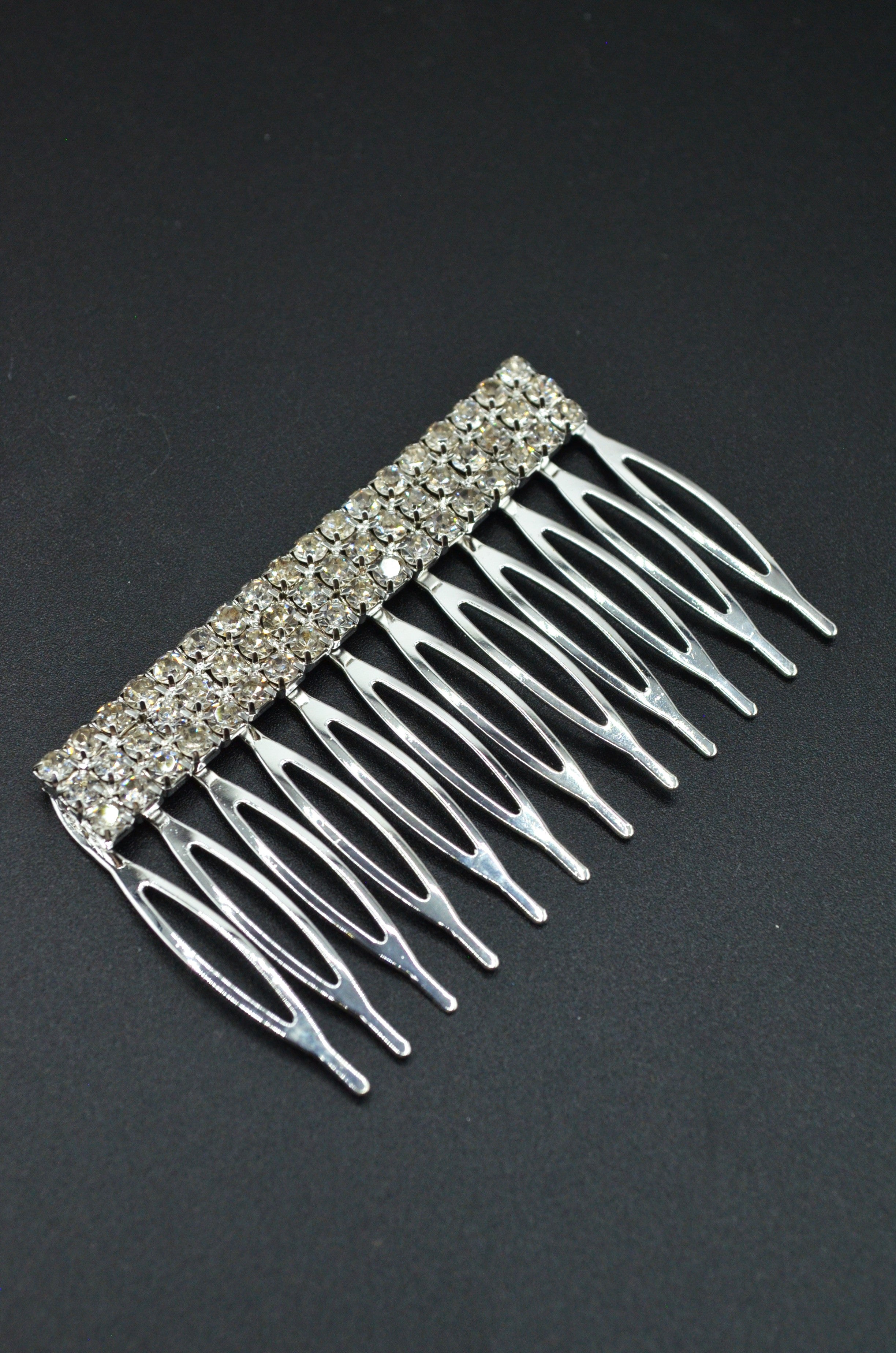 Pieptan Metalic Cu 3 Randuri De Strasuri, 60x40mm