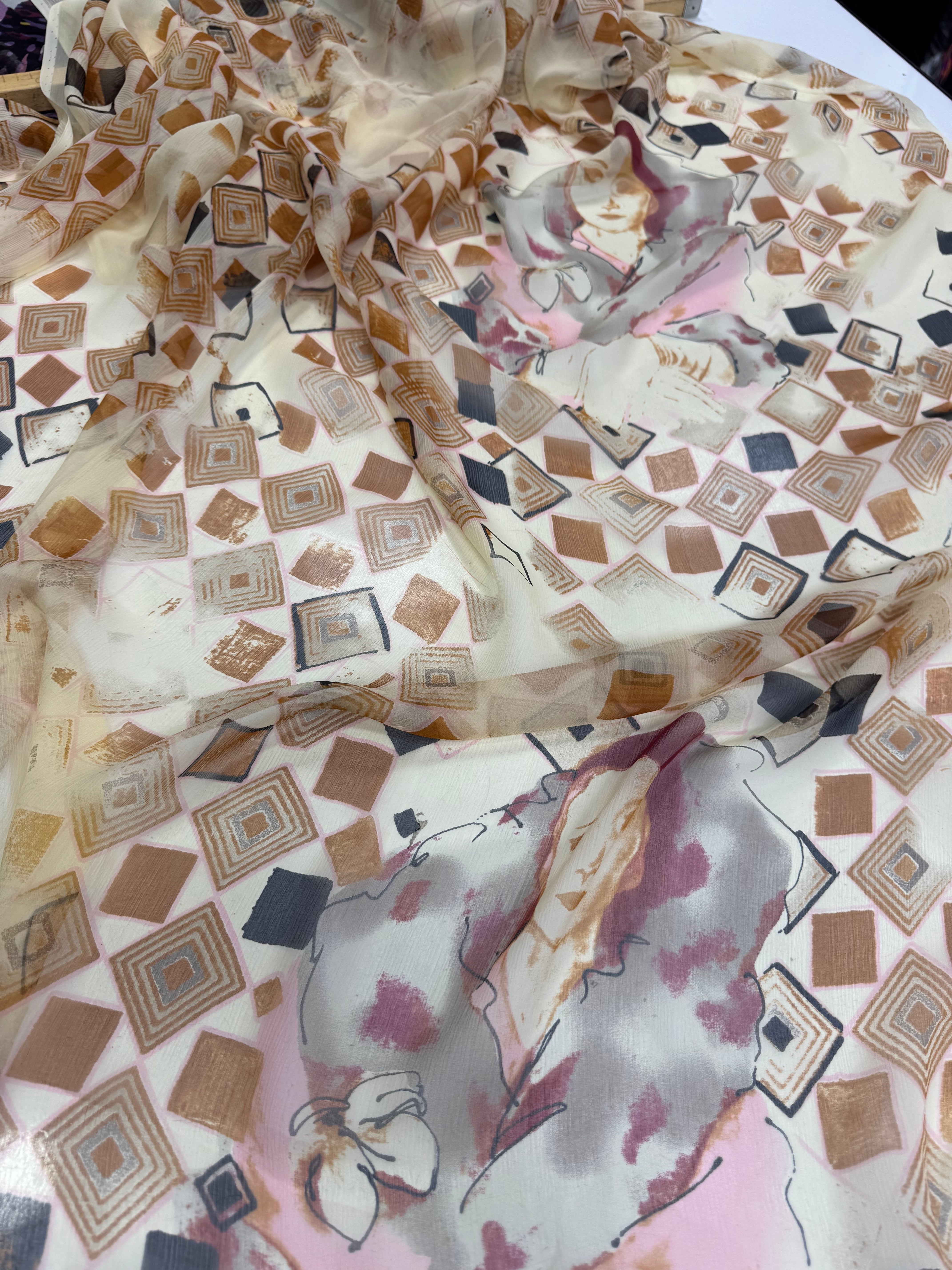 Voal Imprimat De Matase Naturala