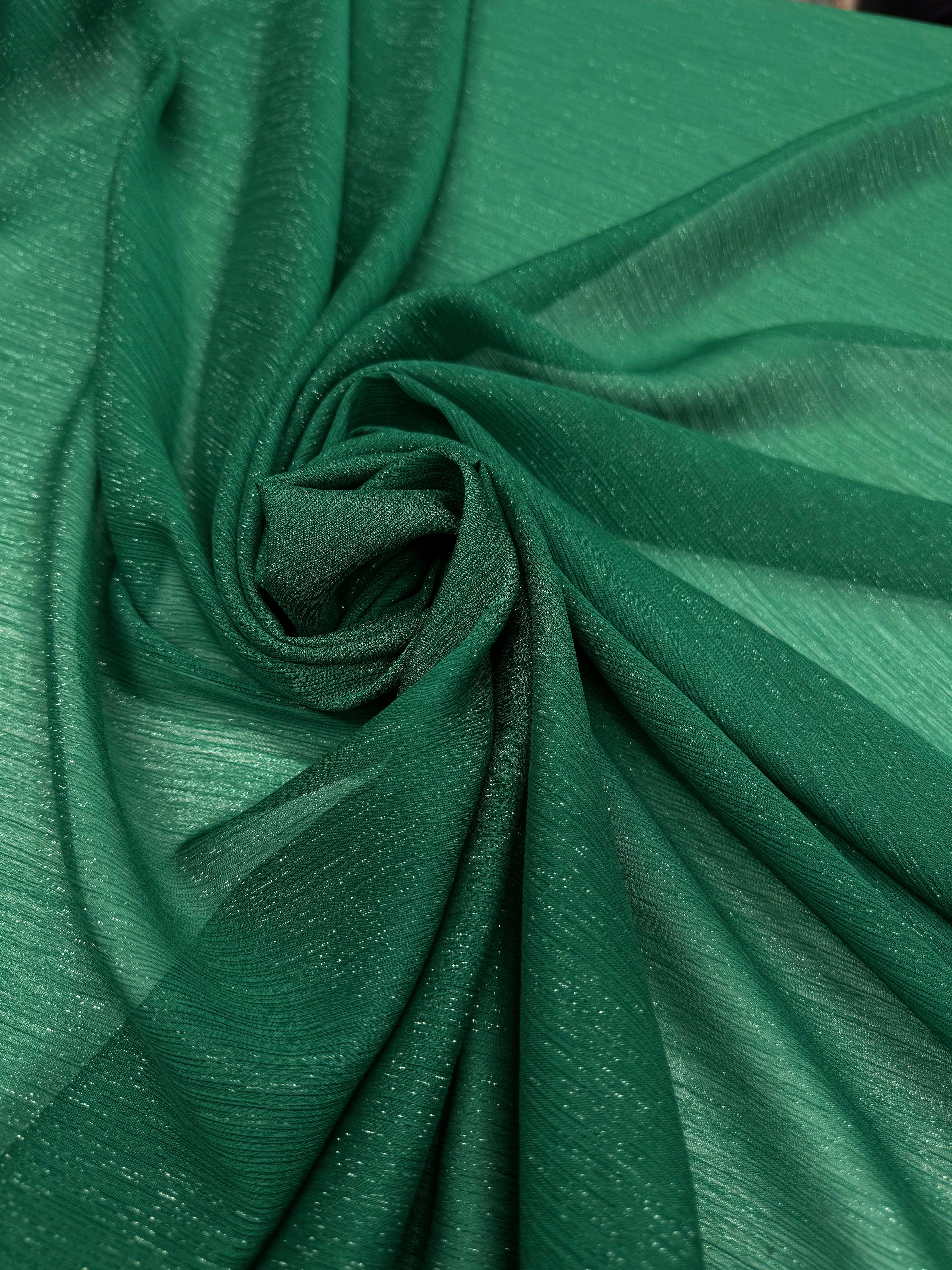 Voal Creponat Cu Fir Lame, Verde