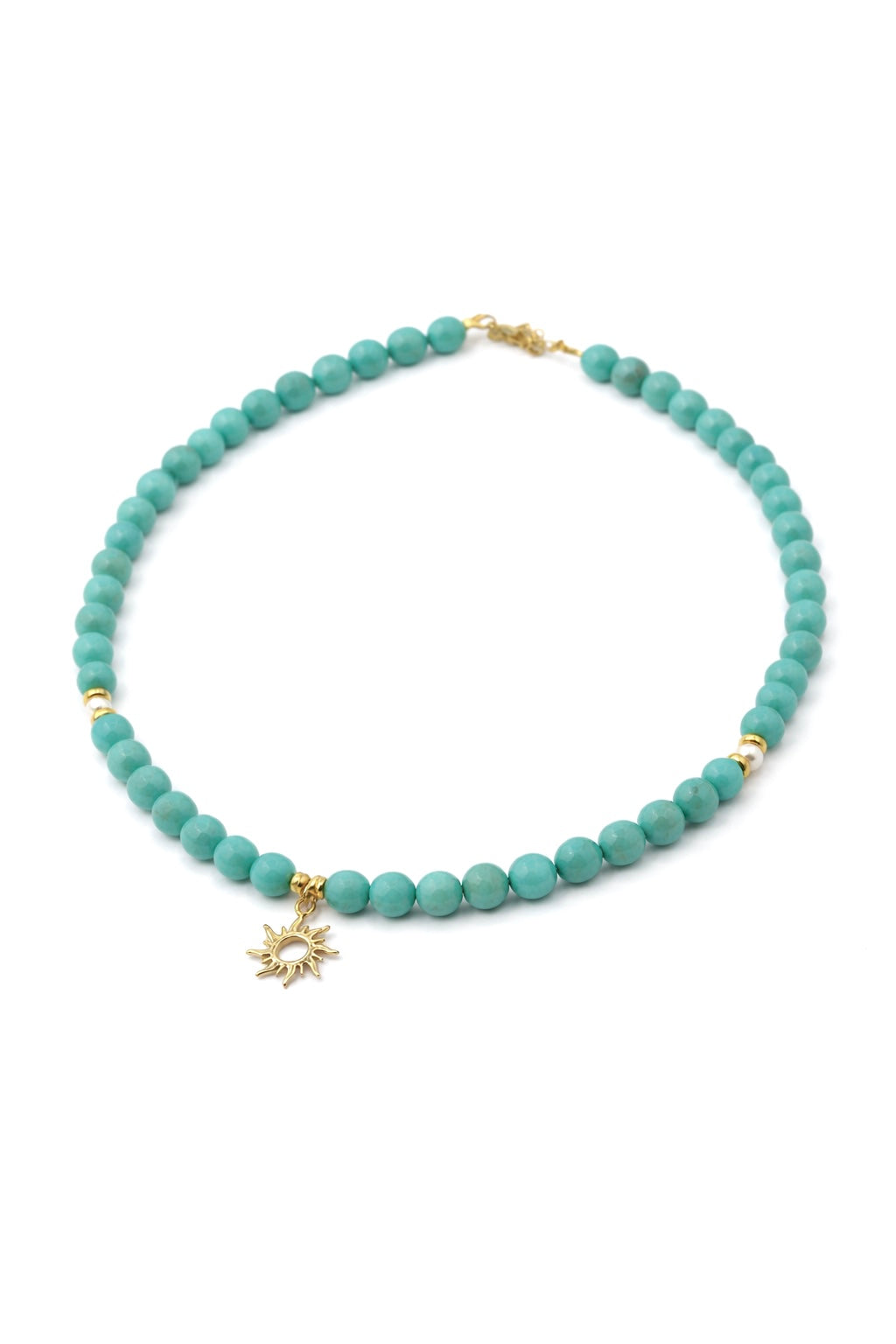 Colier din agate naturale turcoaz cu pandantiv Soare