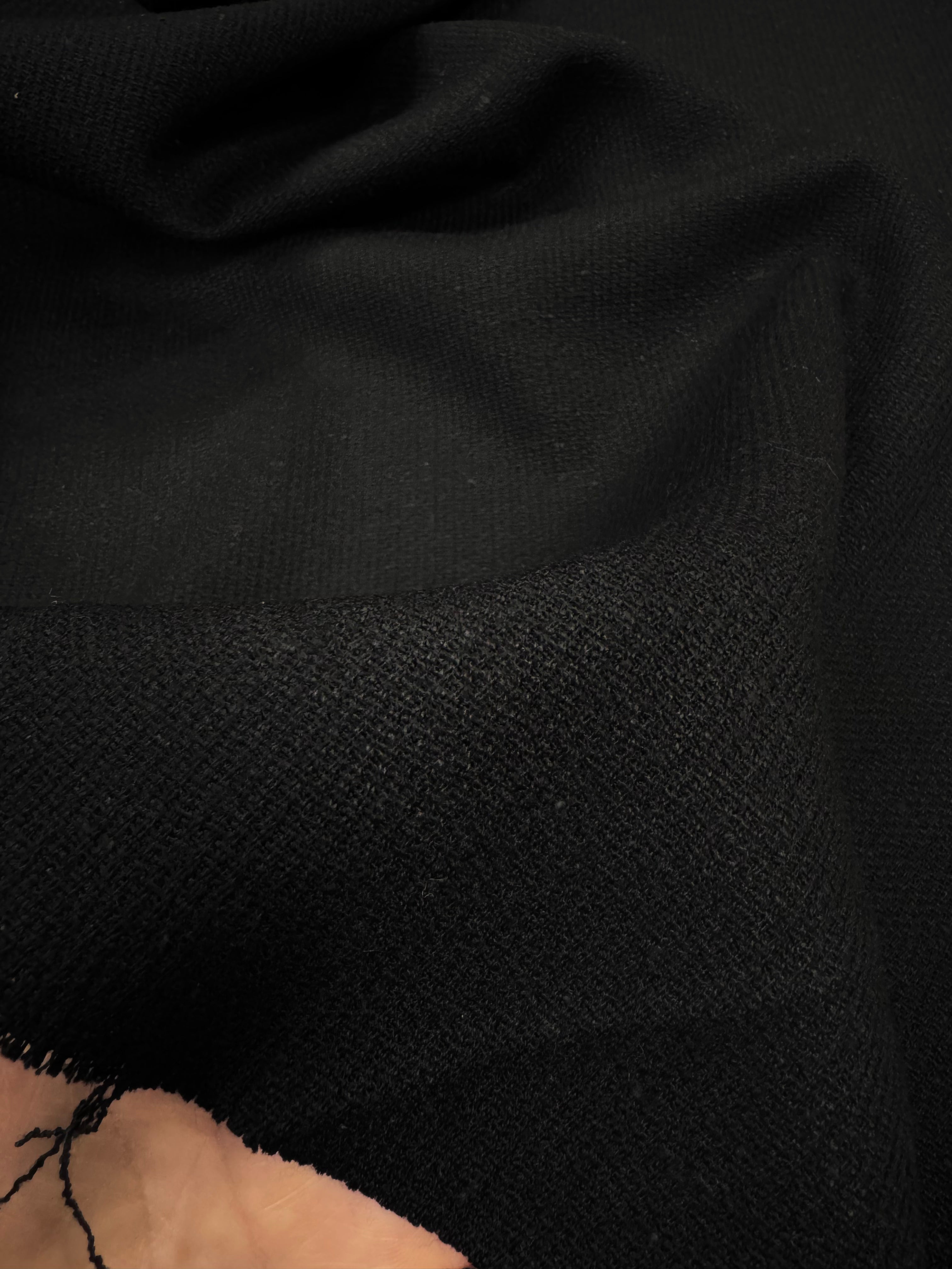 Stofa De Lana Texturata Neagra