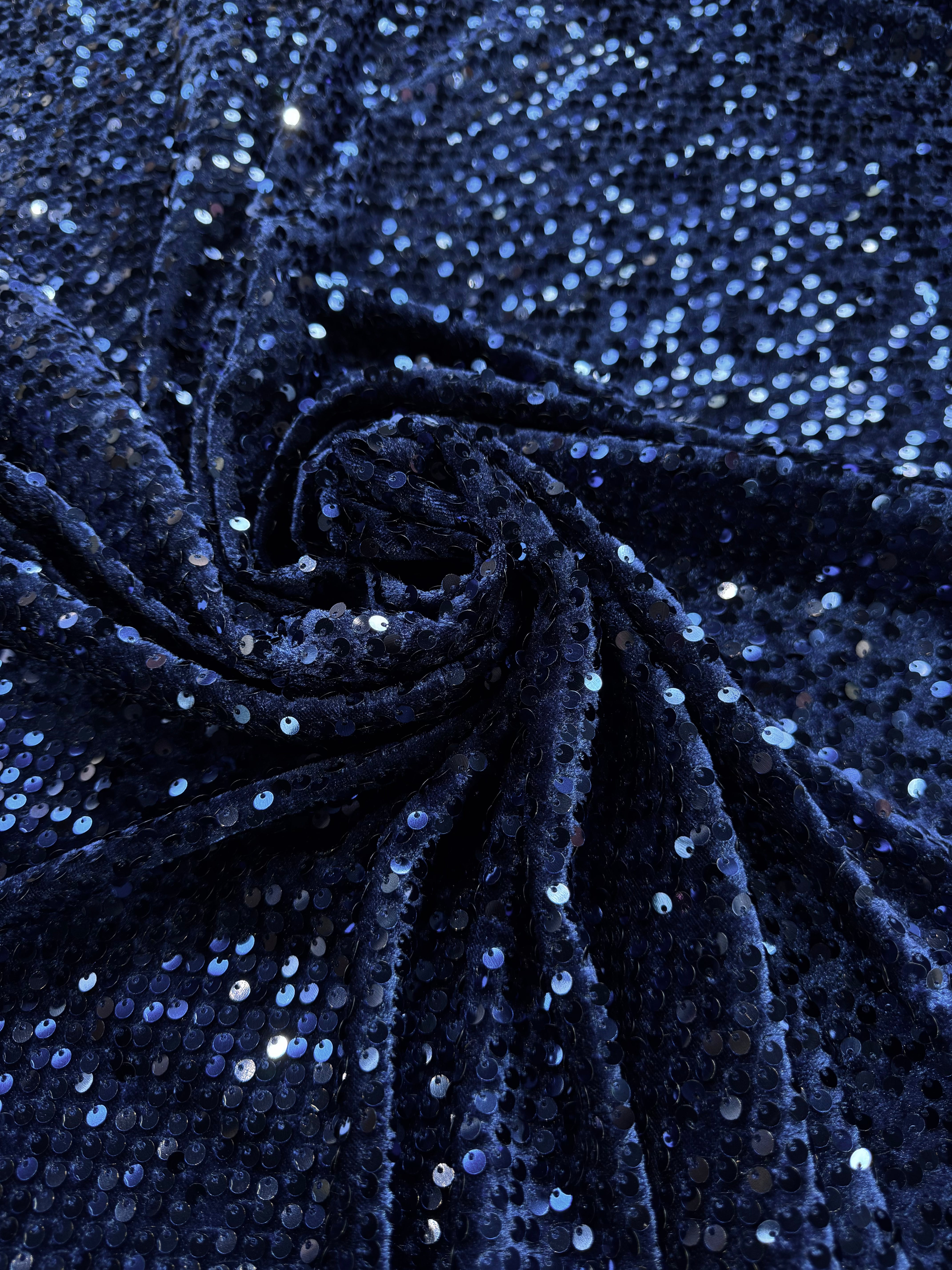 Catifea Elastica Cu Paiete, Bleumarin
