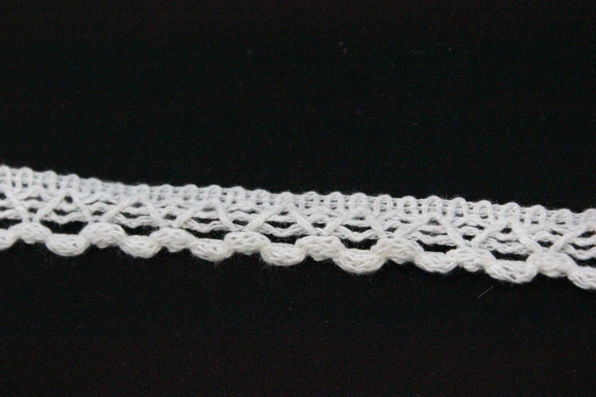 Dantela De Bumbac 13mm, Alb