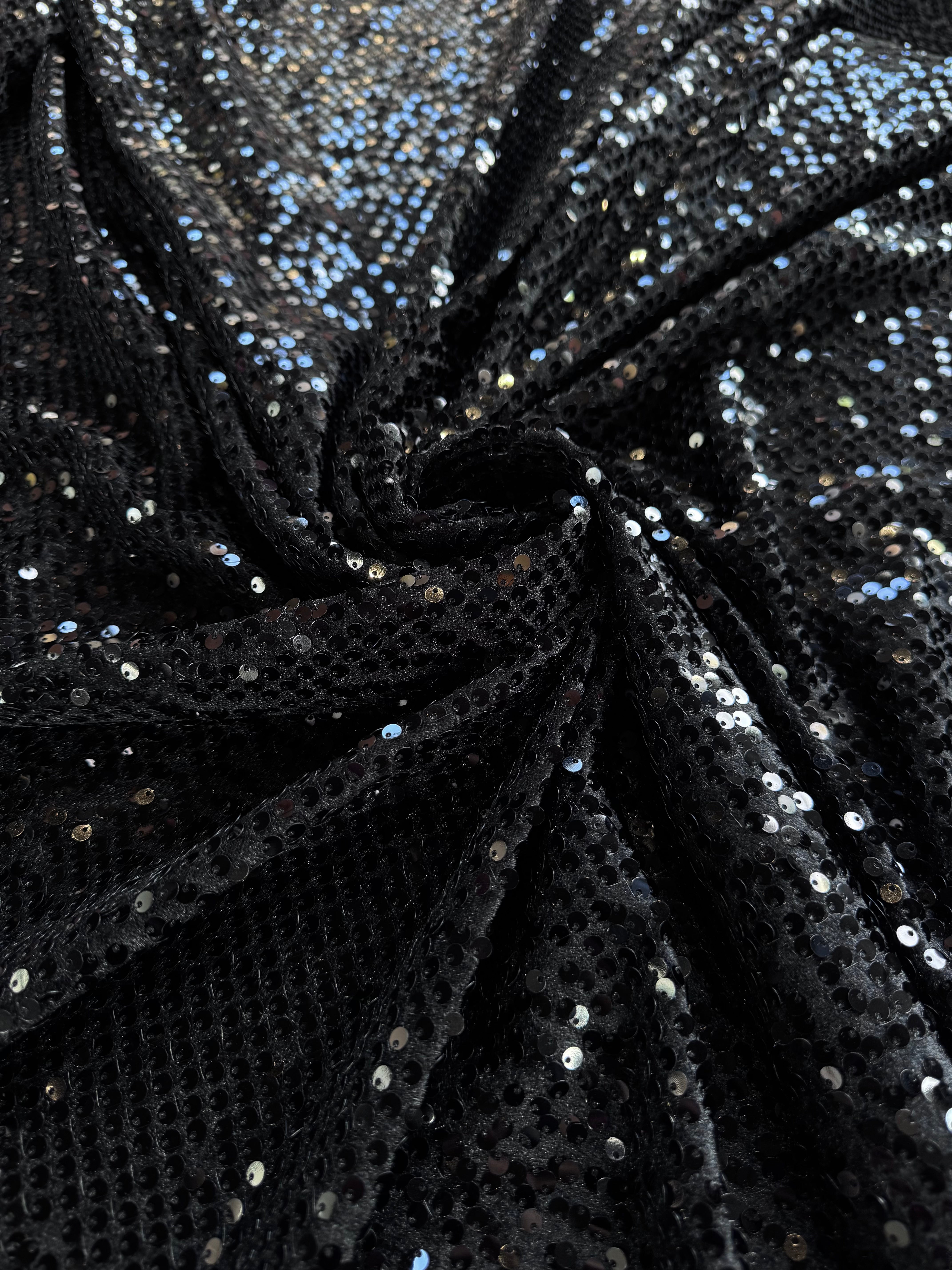Catifea Elastica Cu Paiete, Negru