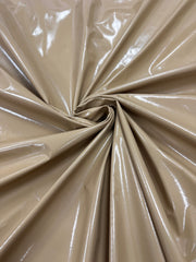 Țesătură latex imitație de piele lăcuită cu elastan - Bej