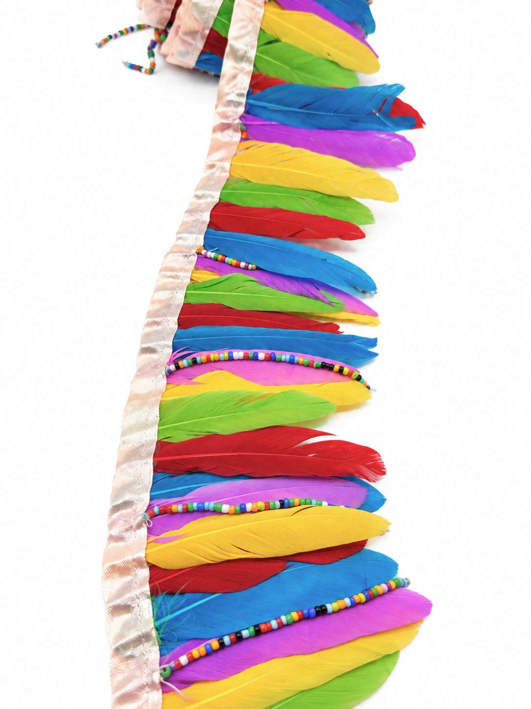 Banda cu pene colorate și mărgele 8cm - preț pe metru