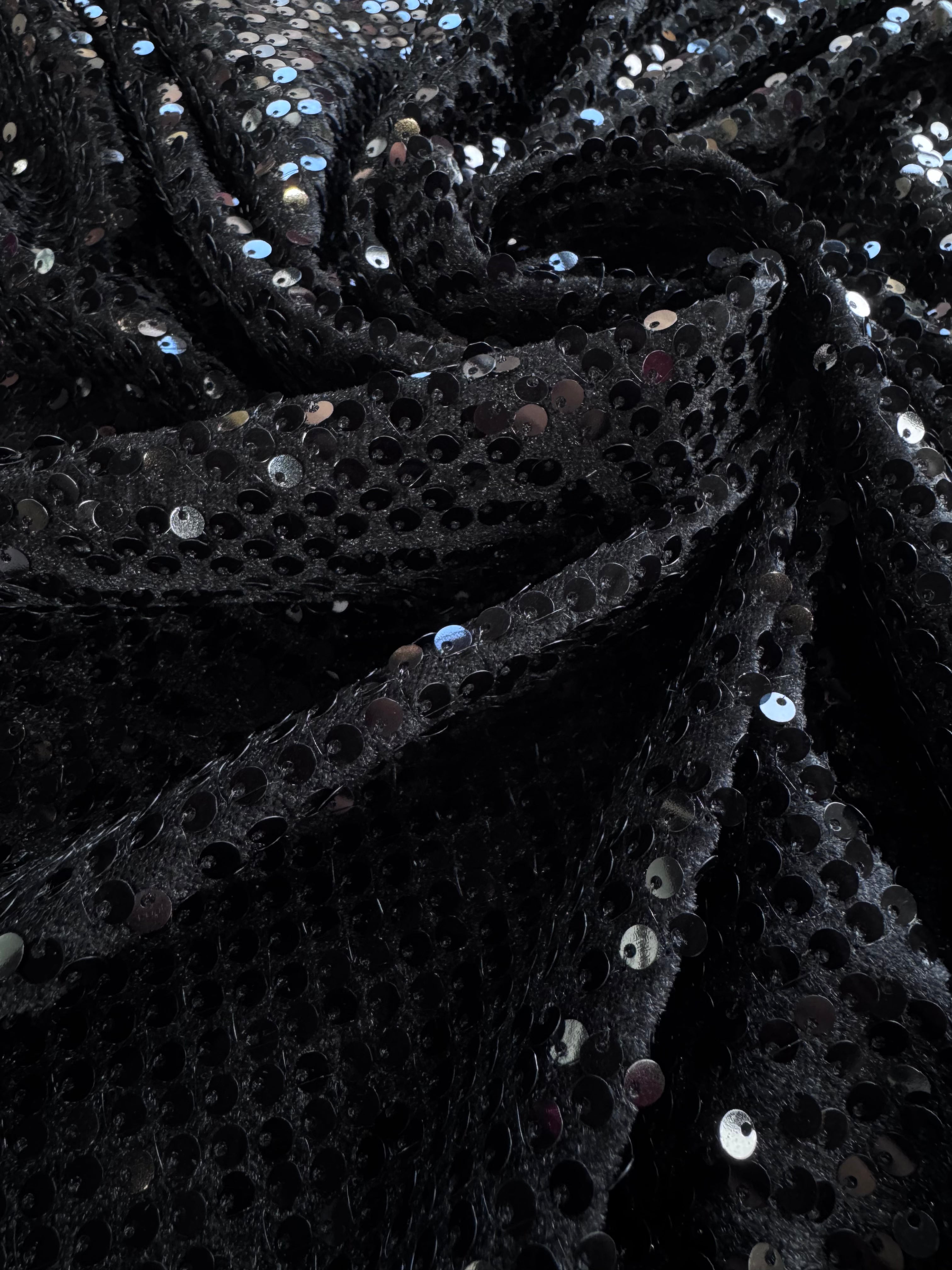 Catifea Elastica Cu Paiete, Negru
