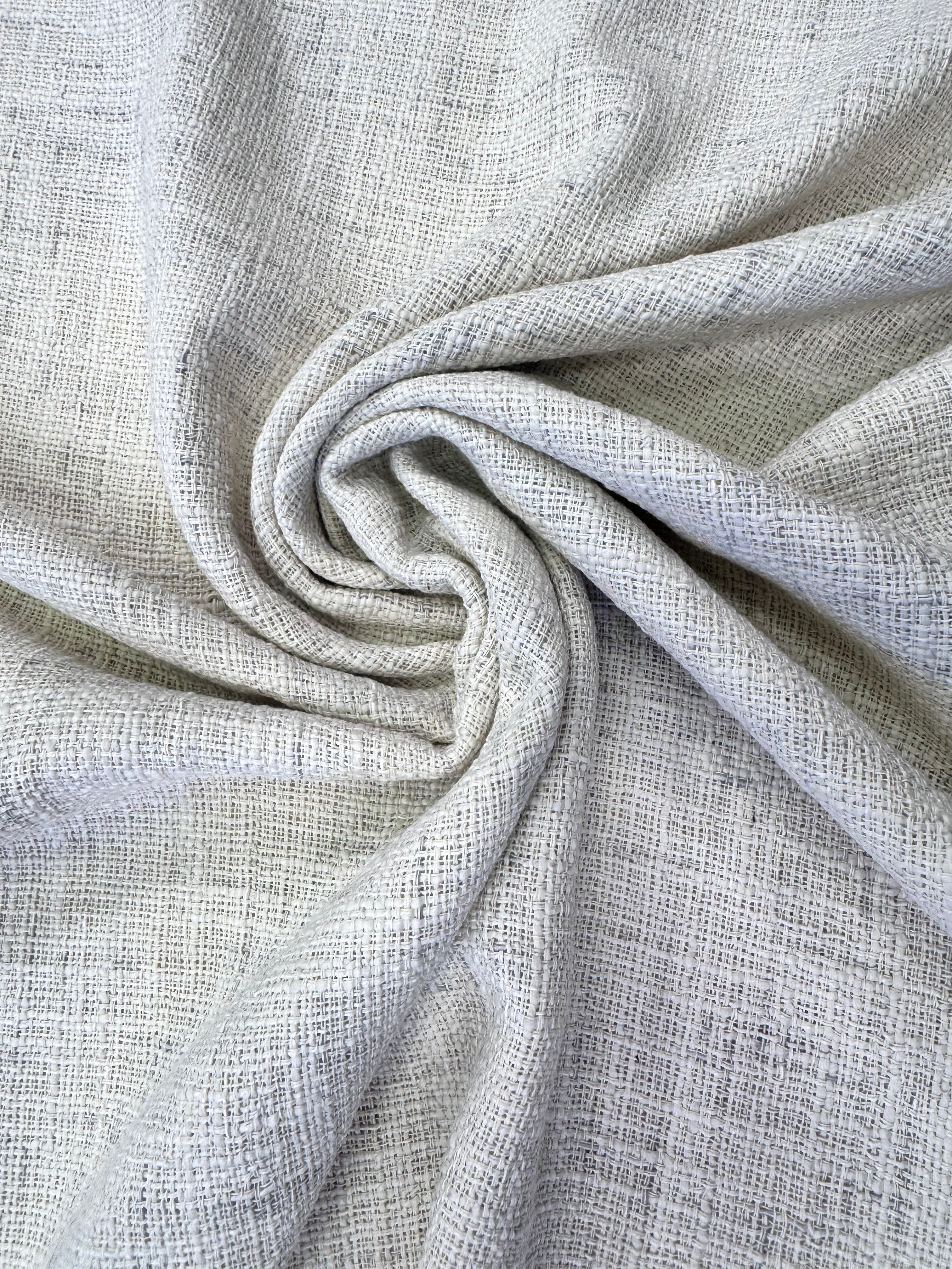 Stofa Tip Chanel subtire, Crem Cu Insertii Gri Deschis