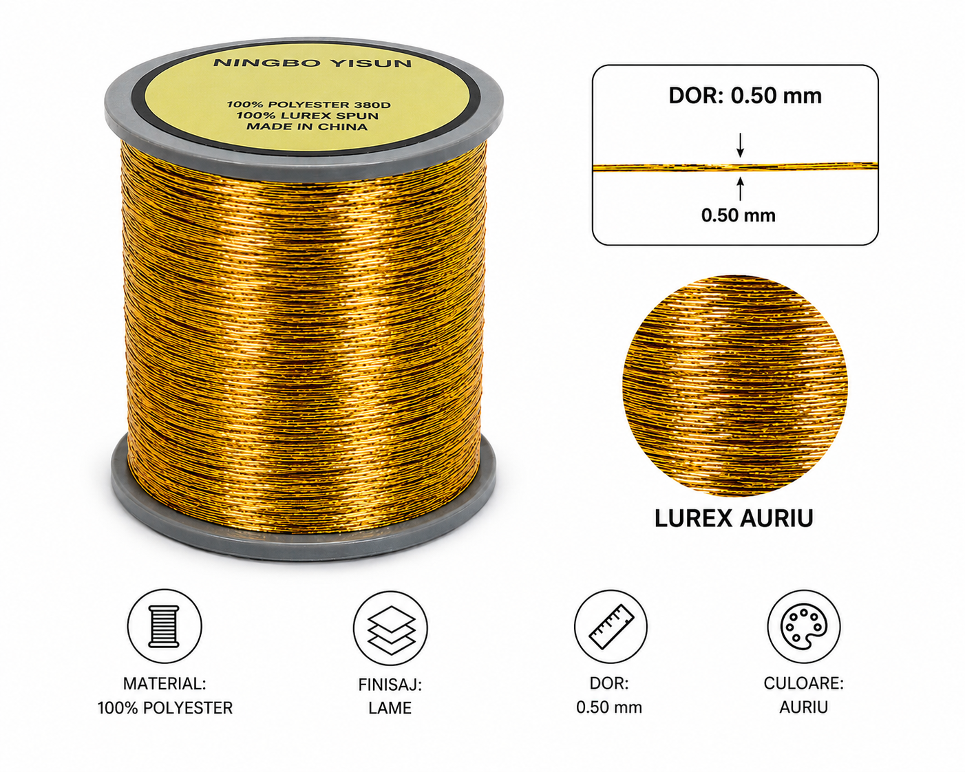 Bobina fir lame auriu - 100 gr/bobina