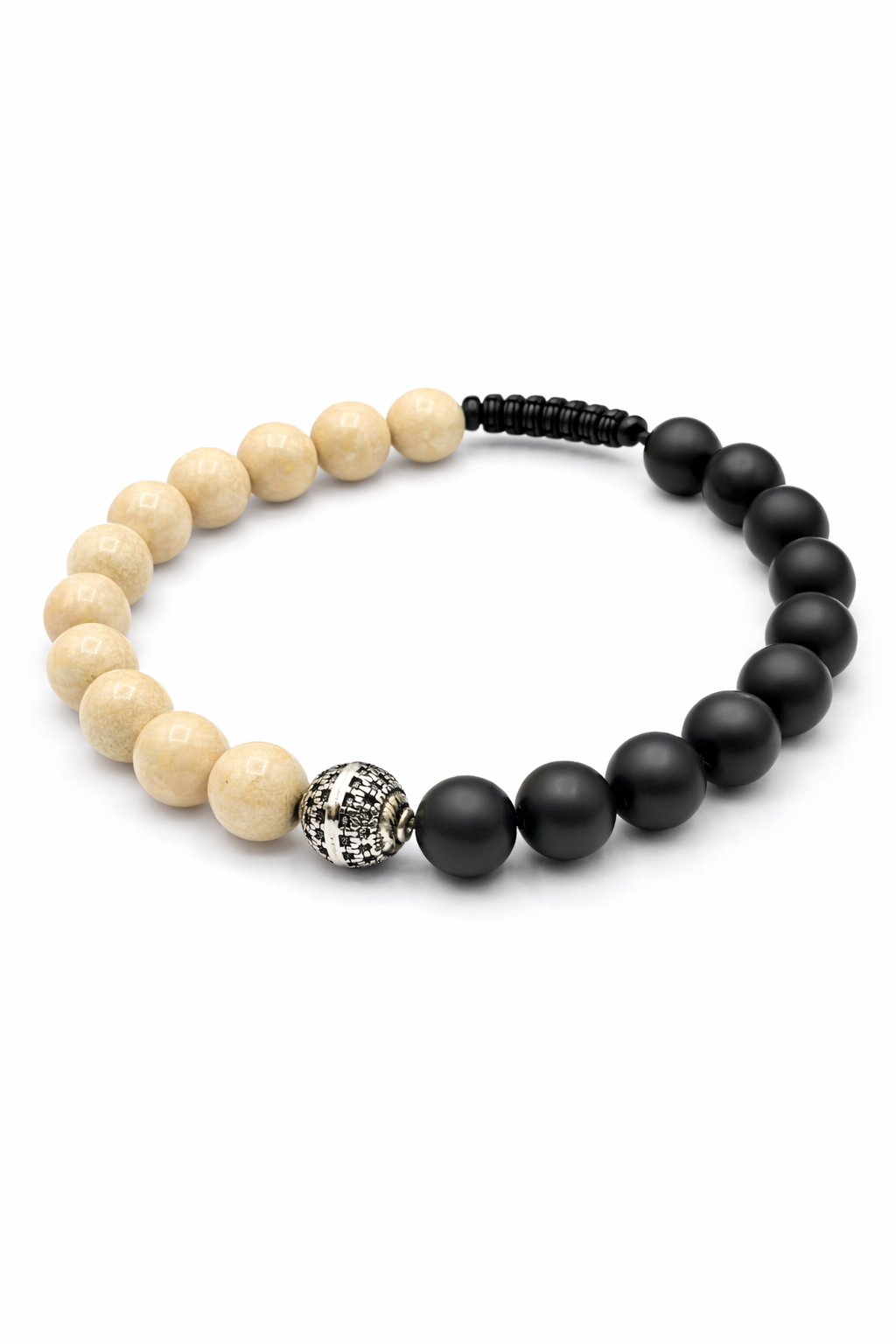 Bratara Cu Piatra Fossil Si Onix Mat 8mm