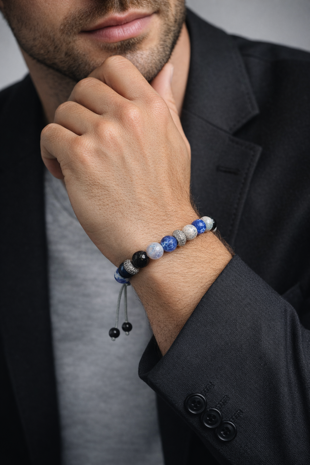 LBratara Cu Pietre semipretioase 8mm și Argint