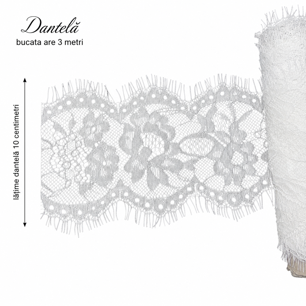 Dantela Chantilly 7x300cm, Ivoire