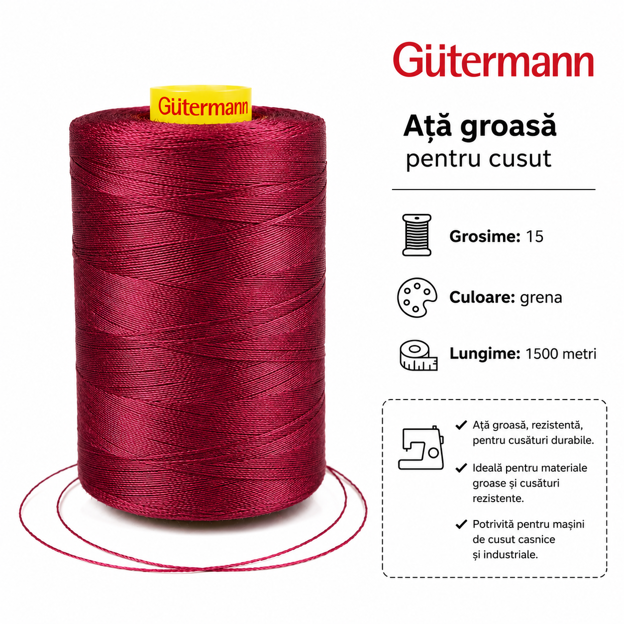 Ata Groasa Gutermann 15, Grena roze, 1500m