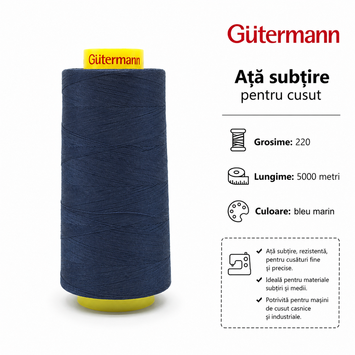 Ata Subtire Gutermann 220, Bleumarin, 5000m