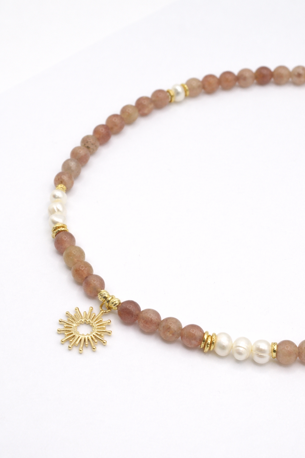 Colier din Cuart Strawberry, Perle și Argint