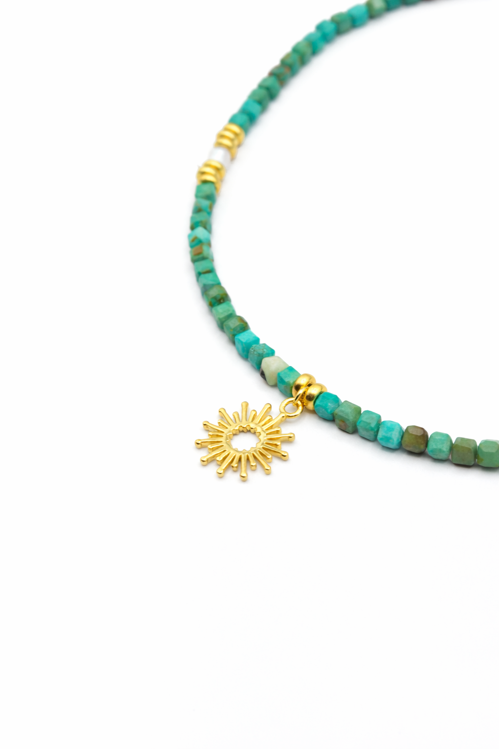 Colier din turcoaz african și elemente din argint