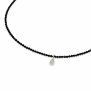 Colier Din Agate Fatetate 2mm Si Argint 925, Negru