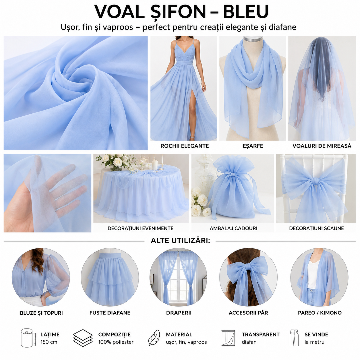 Voal Chiffon Bleu