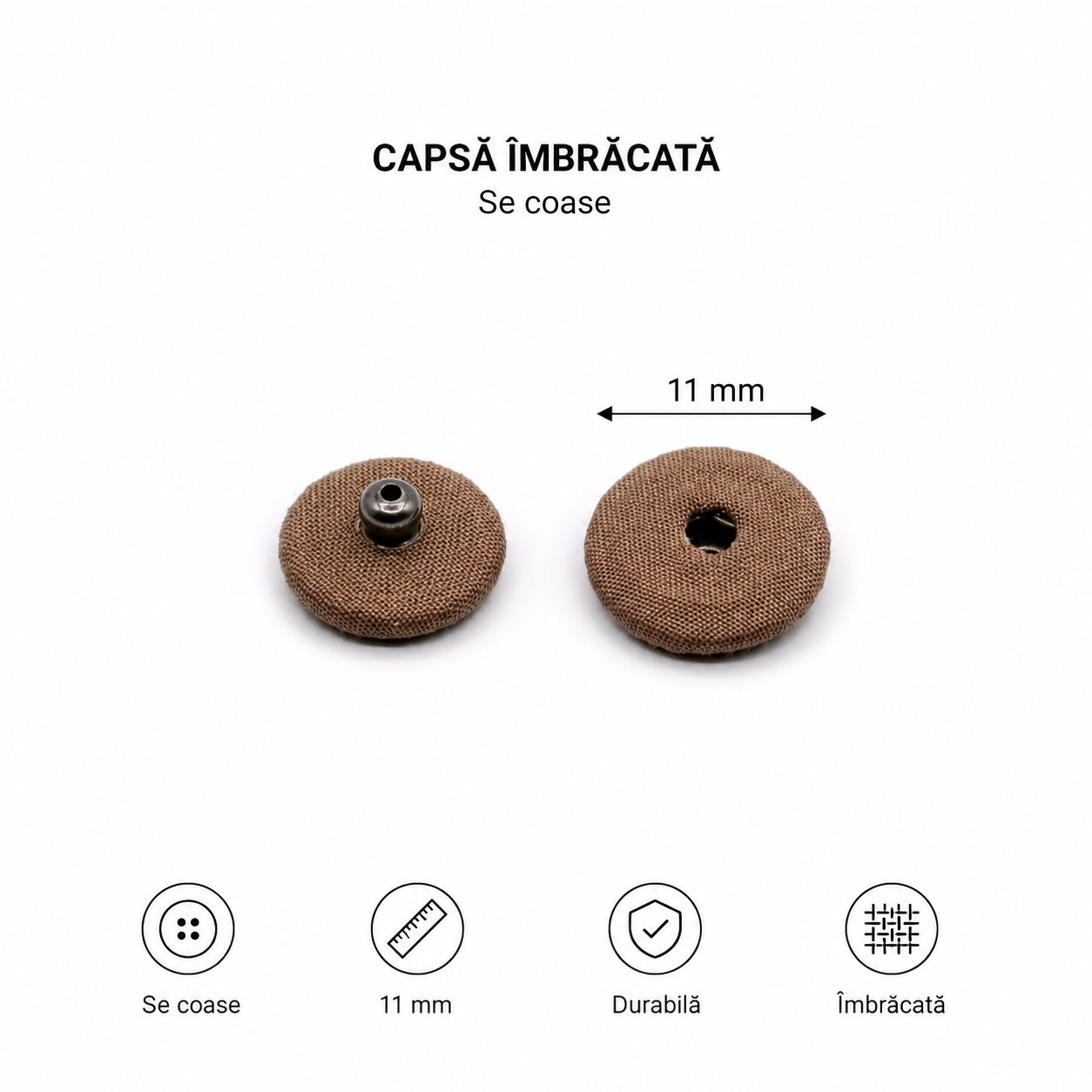 Capse Imbracate, 11mm, Bej
