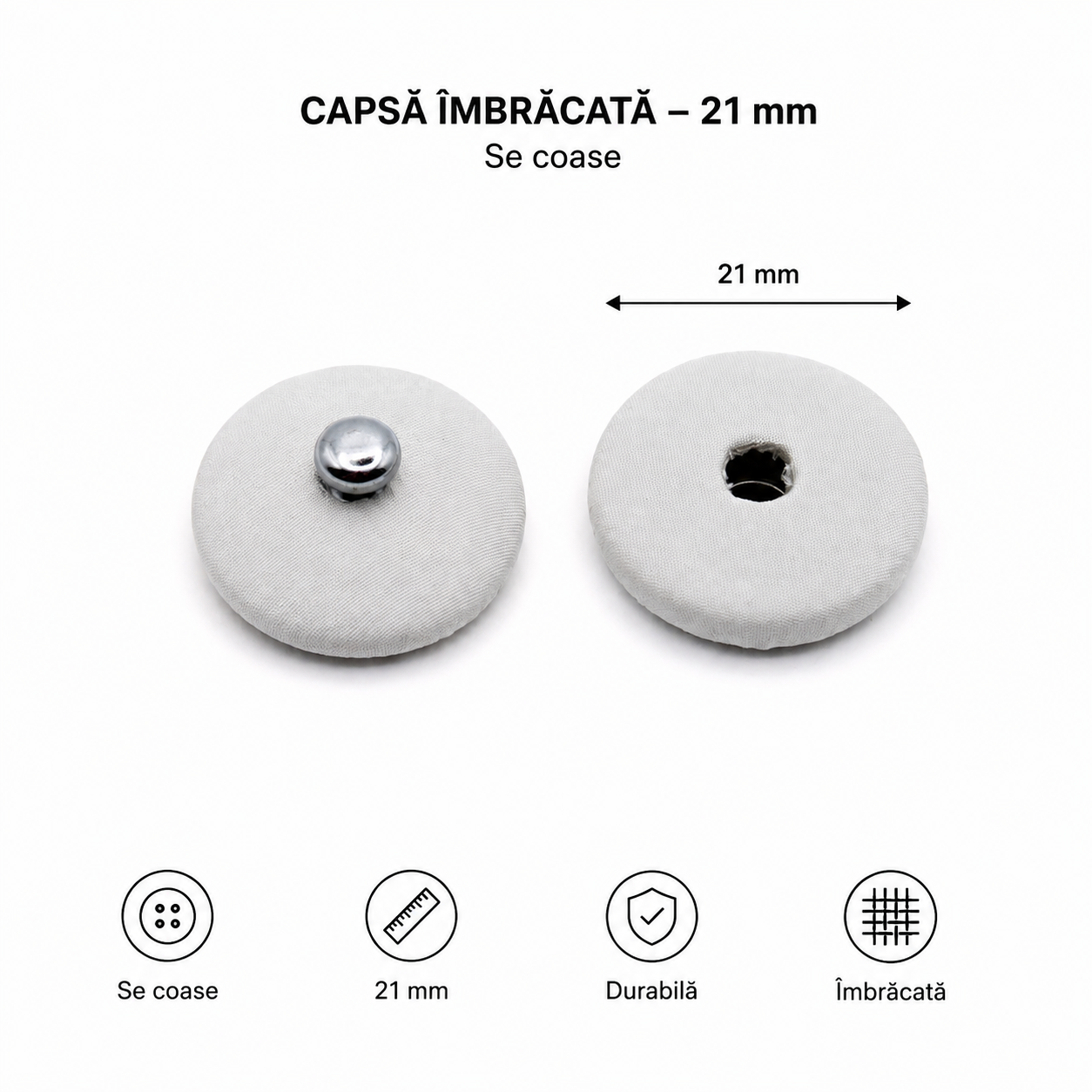 Capse Imbracate, 18mm, Alb