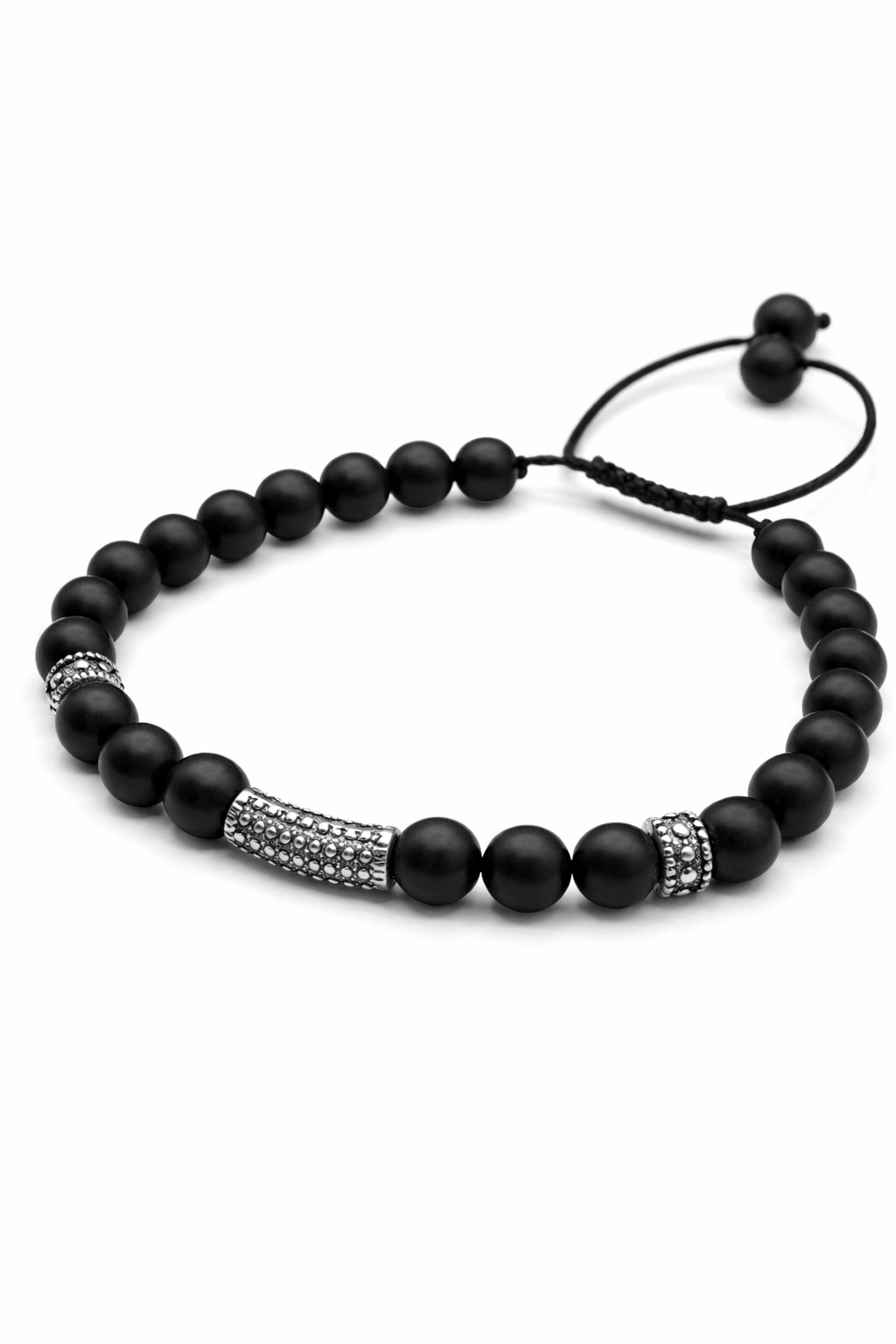 Bratara Cu Pietre Semipretioase Onix Mat Si Argint