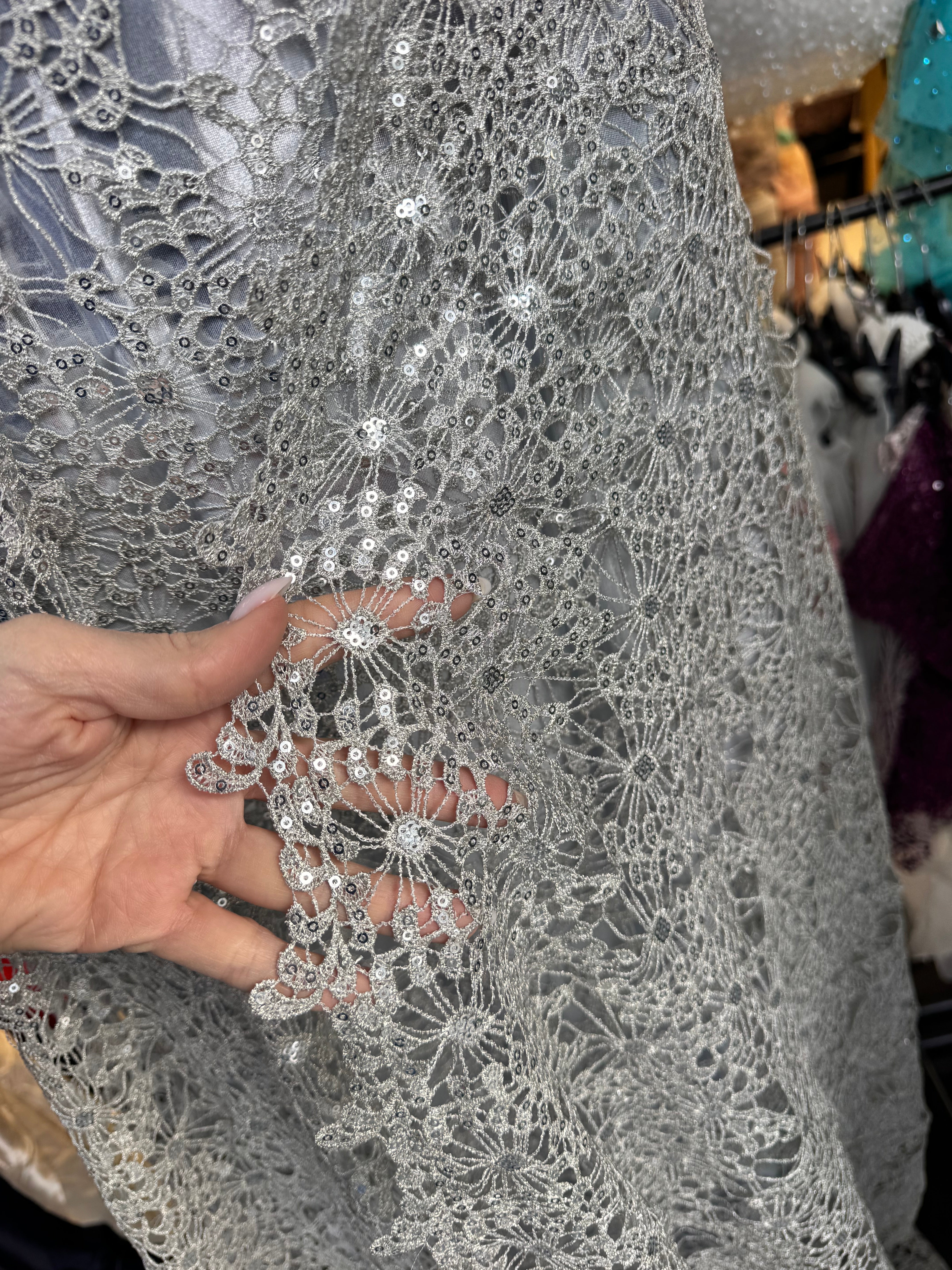 Broderie Sparta Argintie Cu Paiete