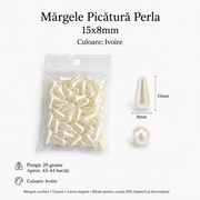 Perle 8x15mm- aprox 43-44buc/punga, Ivoire