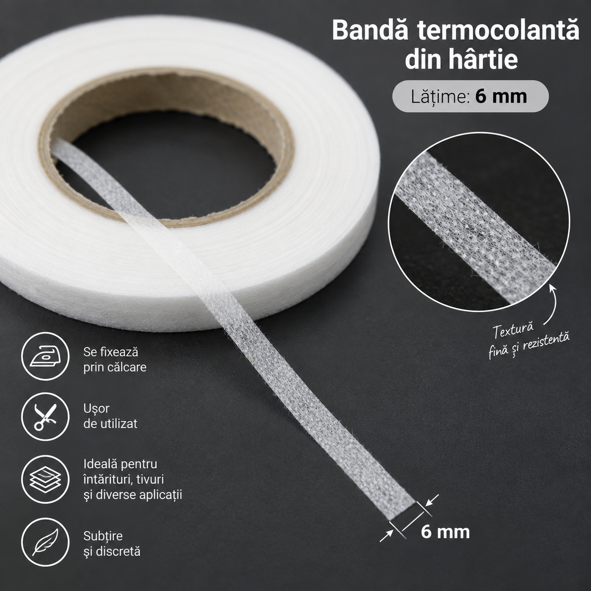 Banda Termocolant Pe Hartie 6mm - Alb