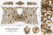 Broderie Bust Tull Ivoire și pietre maro  80x 45 cm bucata
