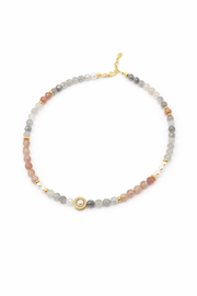 Colier din Cuart Strawberry,Agate, Perle și Argint