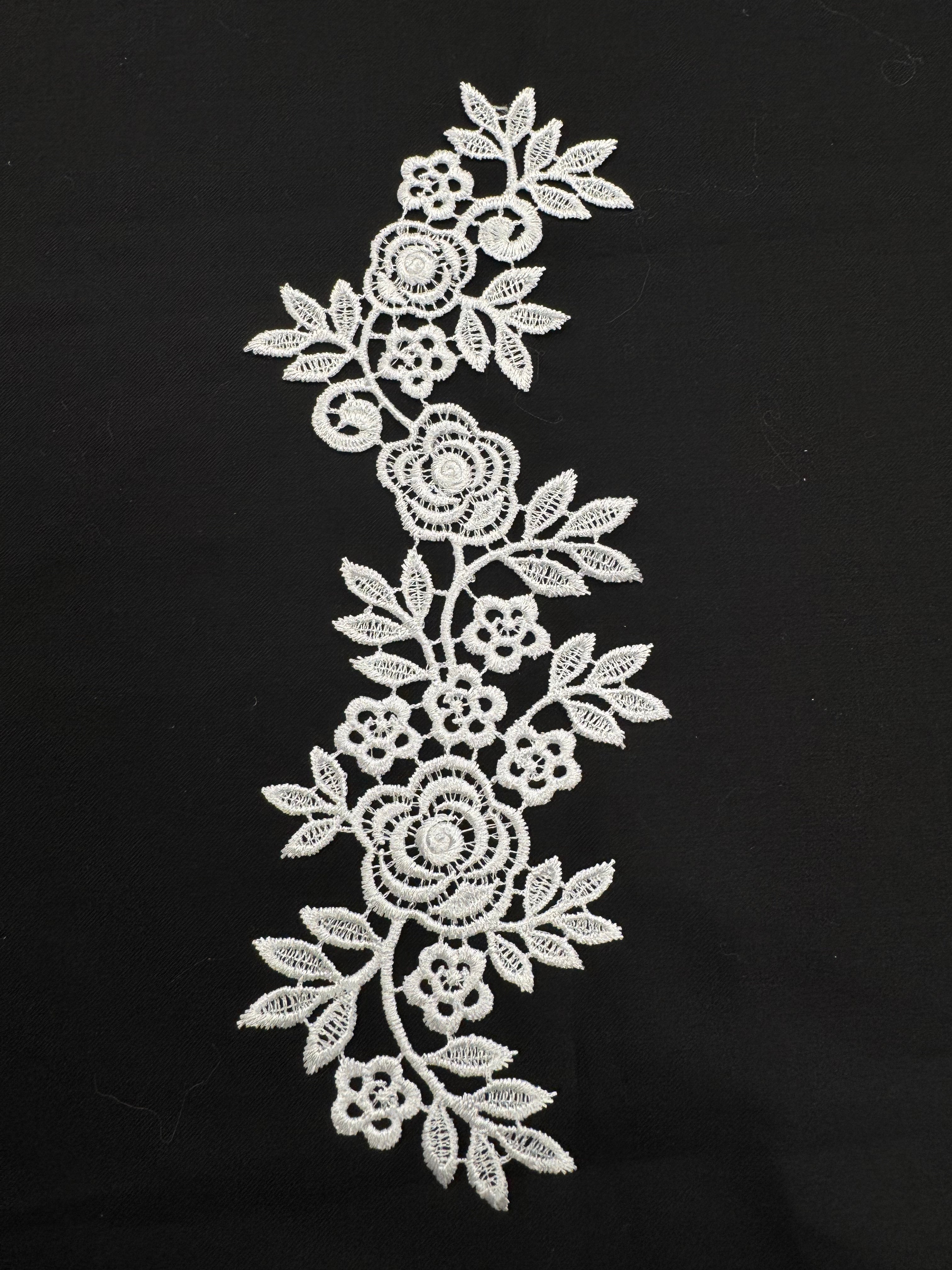 Aplicație Dantela 8x26 cm- Alb
