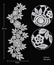 Aplicație Dantela 8x26 cm- Alb