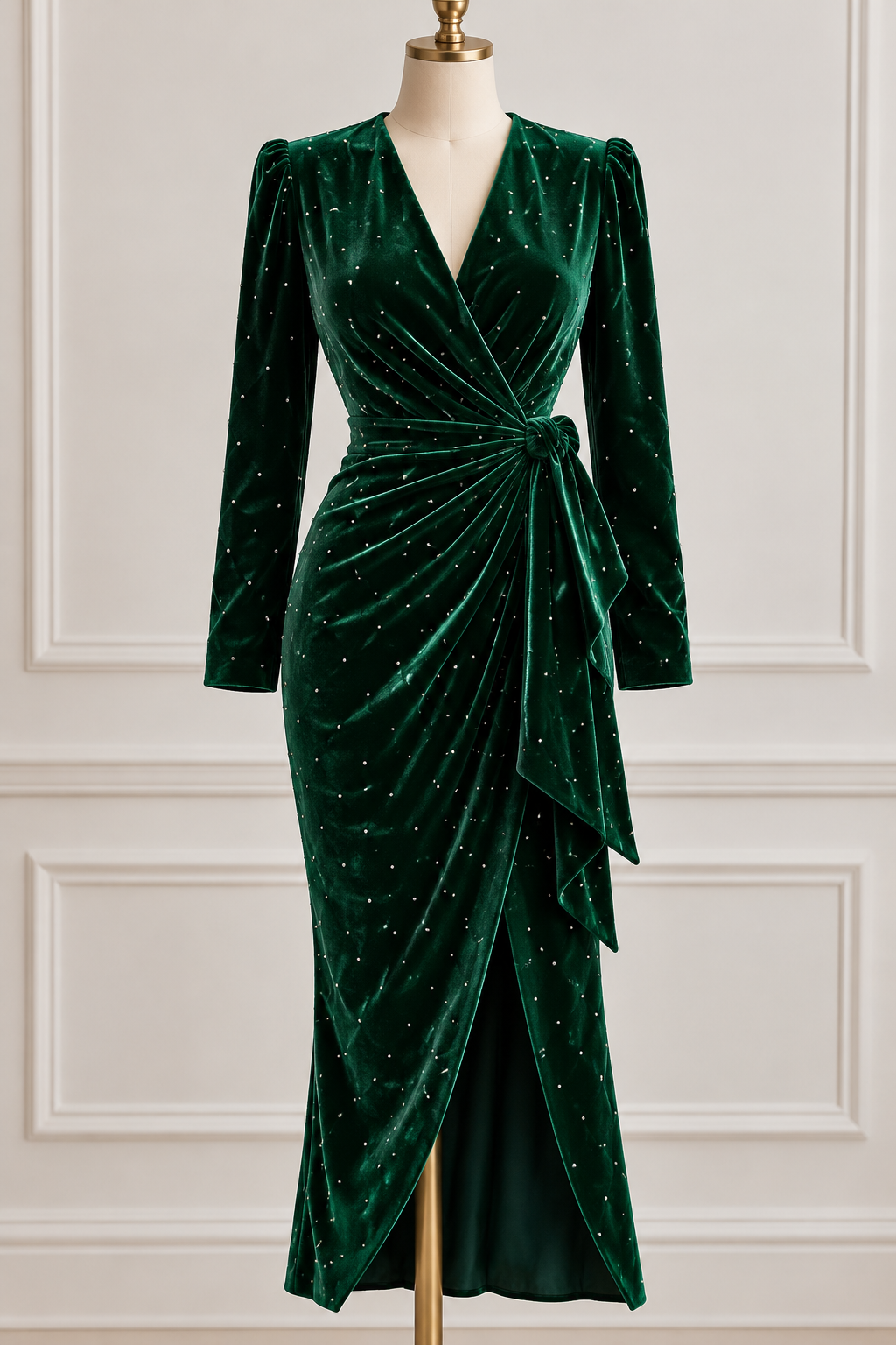 Catifea Elastica Cu Picatele Argintii, Verde