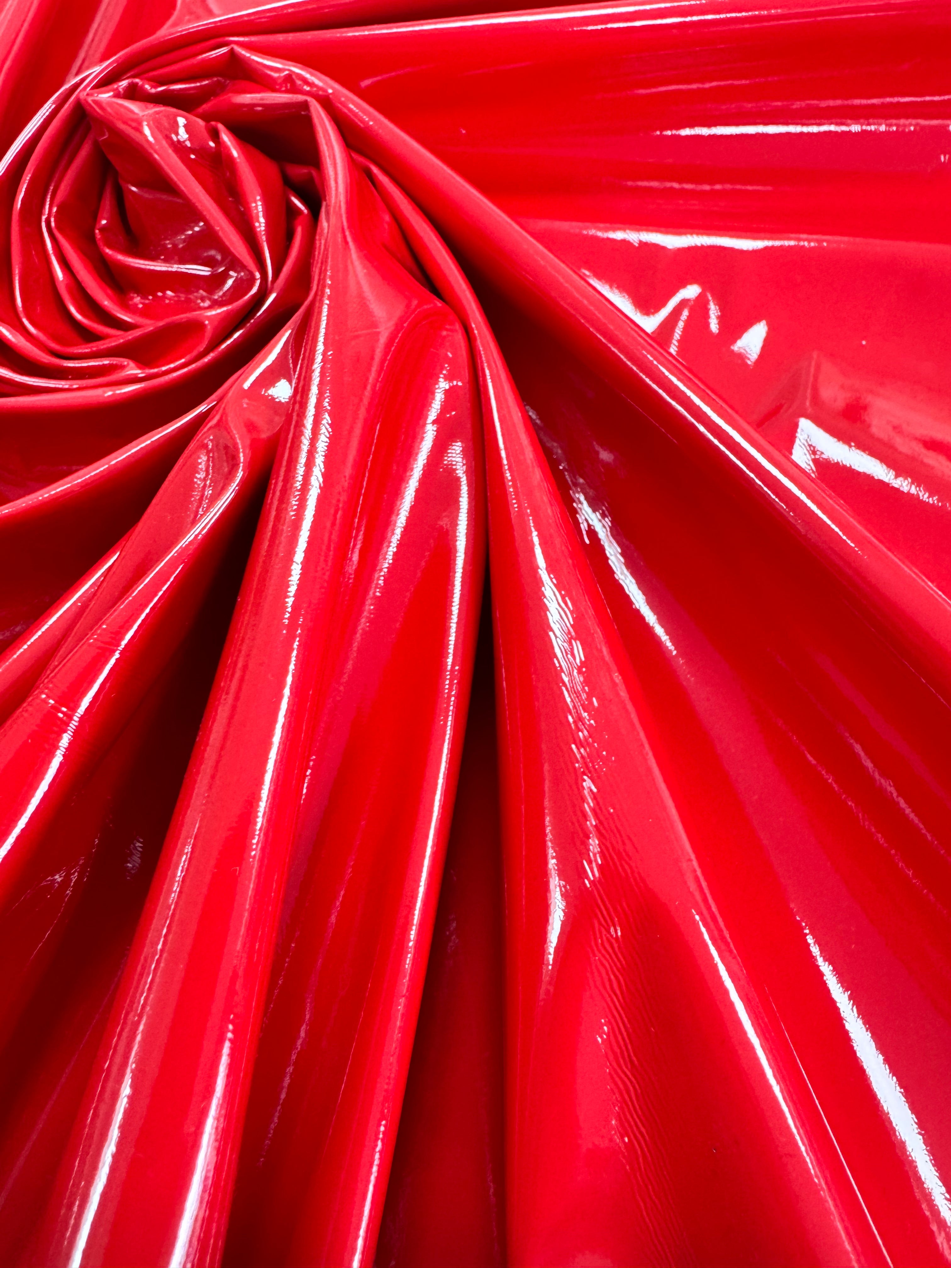Țesătură latex imitație de piele lăcuită cu elastan - Roșu